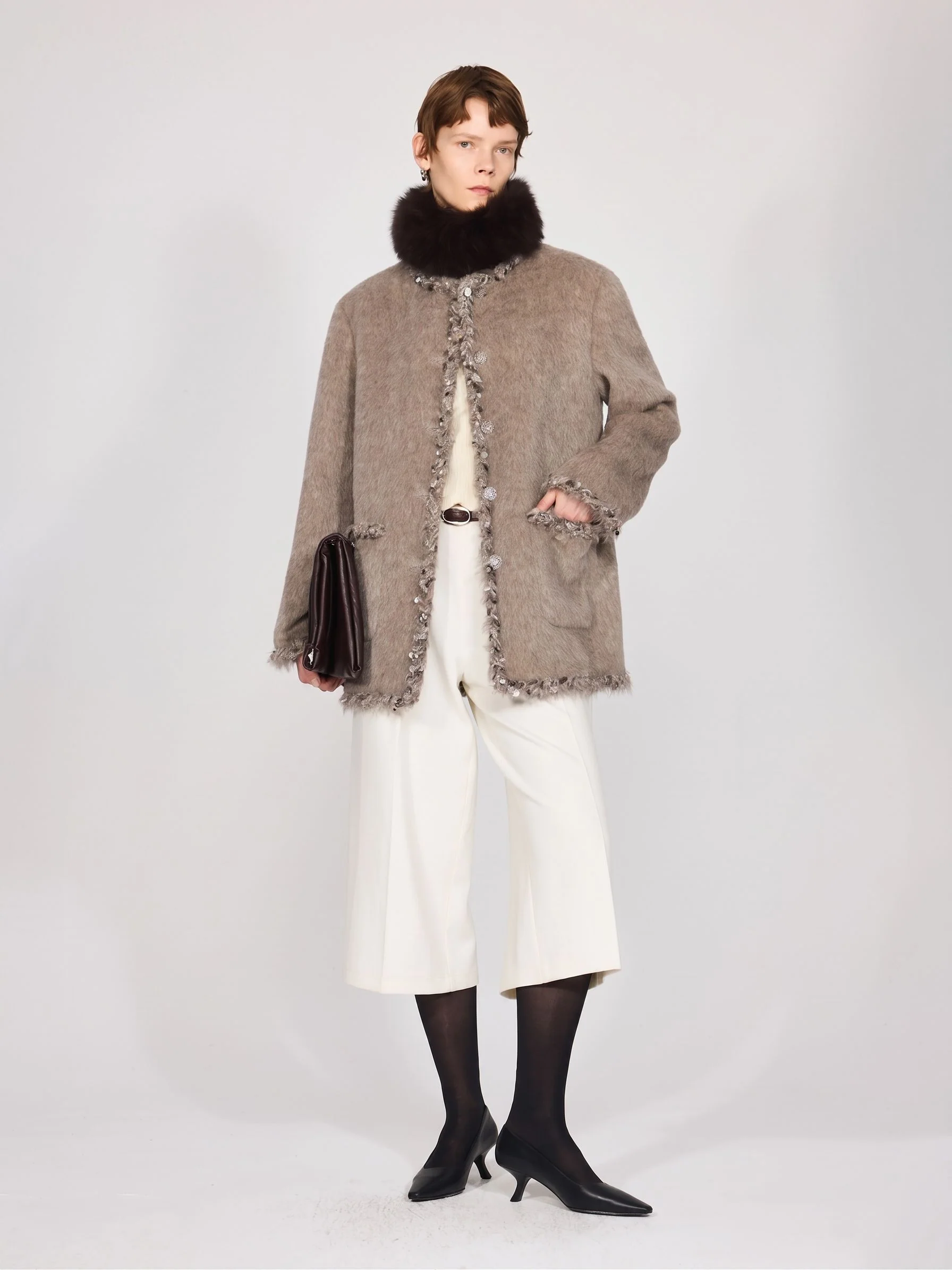 Sequin-Trim Plush Jacket - Image 4