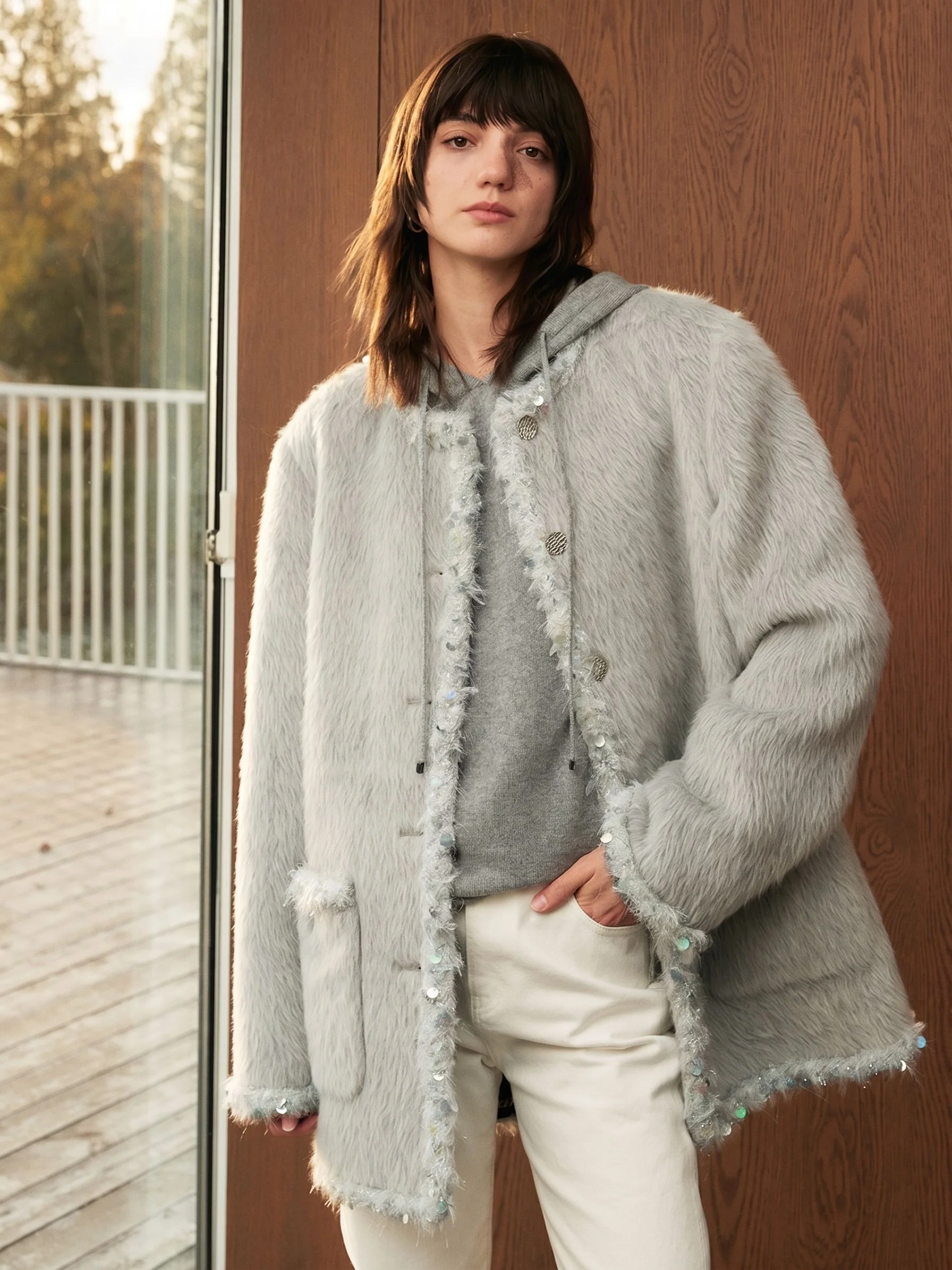 Sequin-Trim Plush Jacket - Image 6