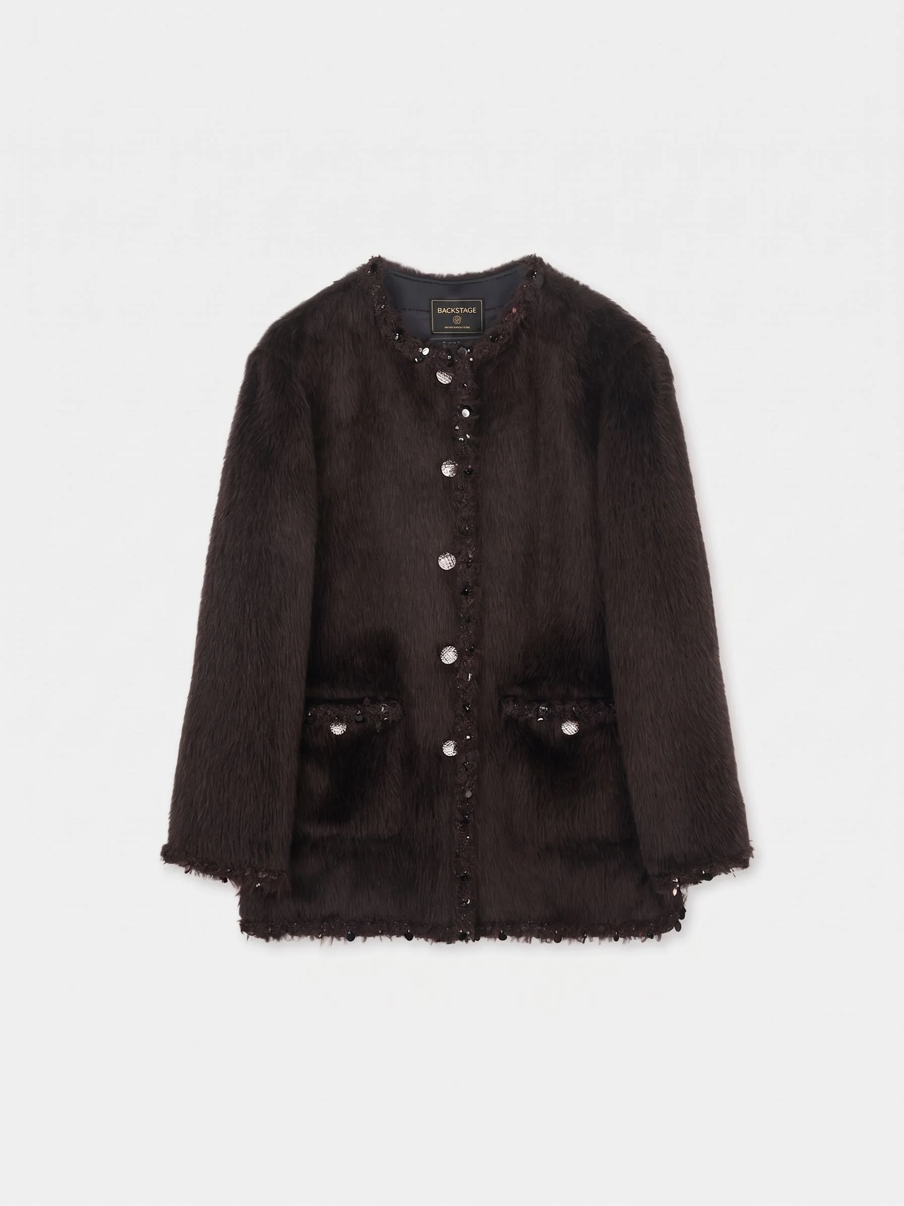 Sequin-Trim Plush Jacket - Image 7