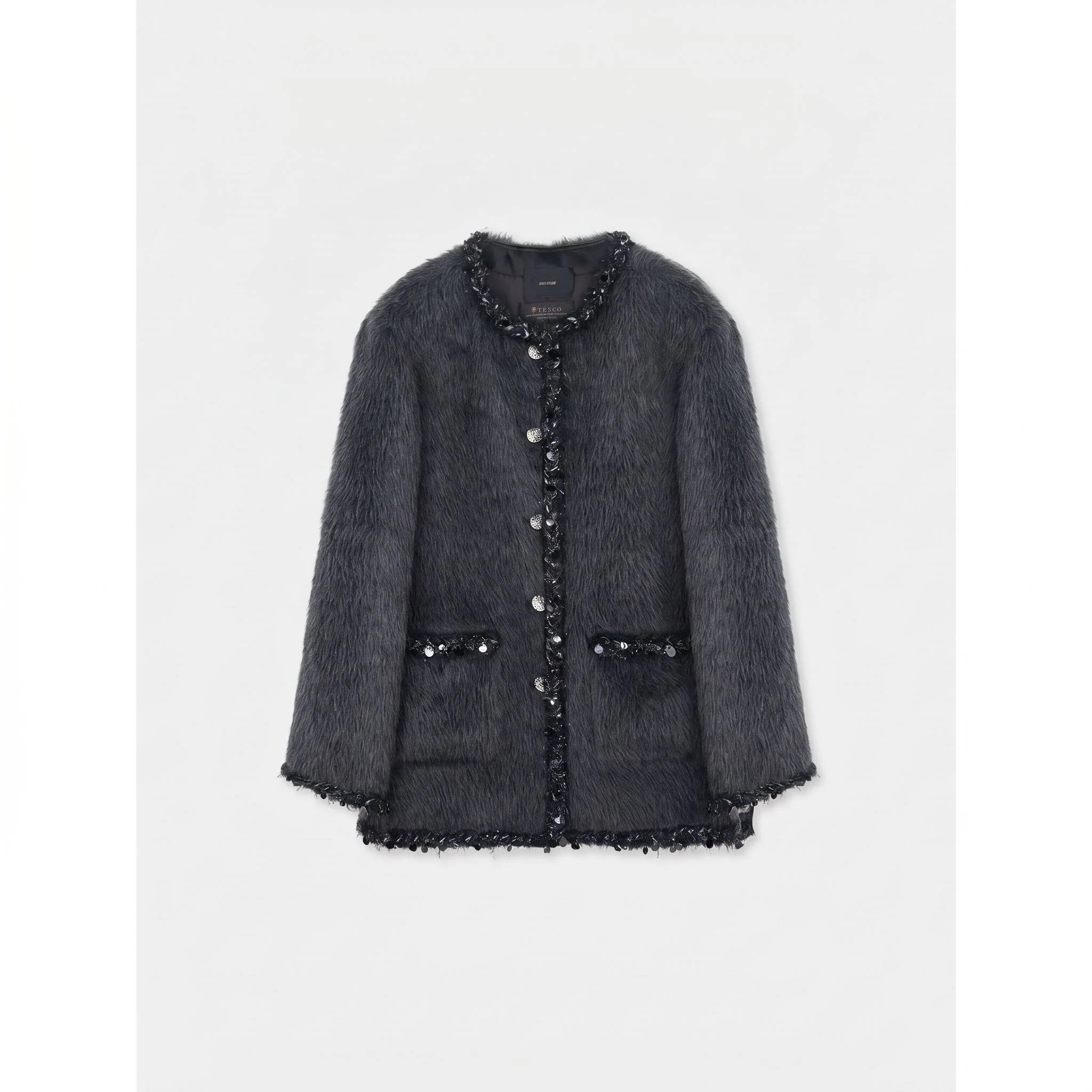 Sequin-Trim Plush Jacket - Image 8