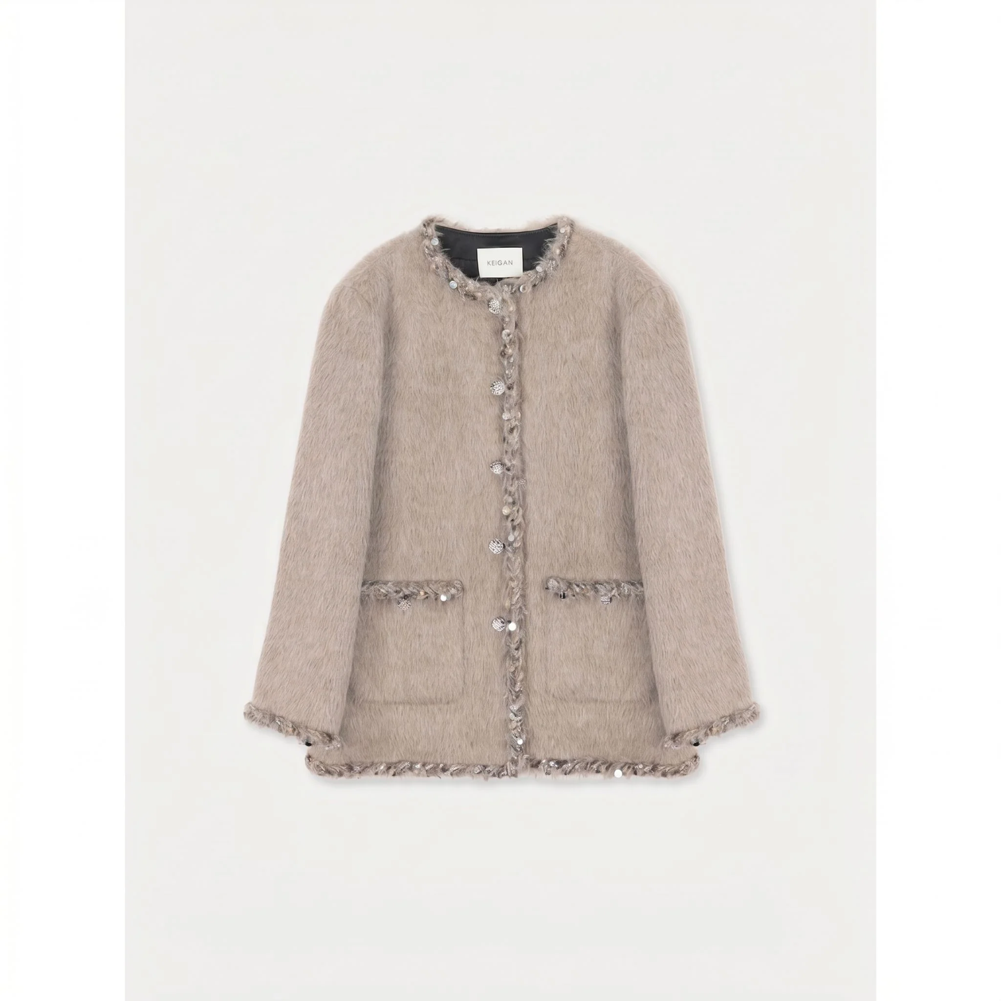 Sequin-Trim Plush Jacket - Image 9