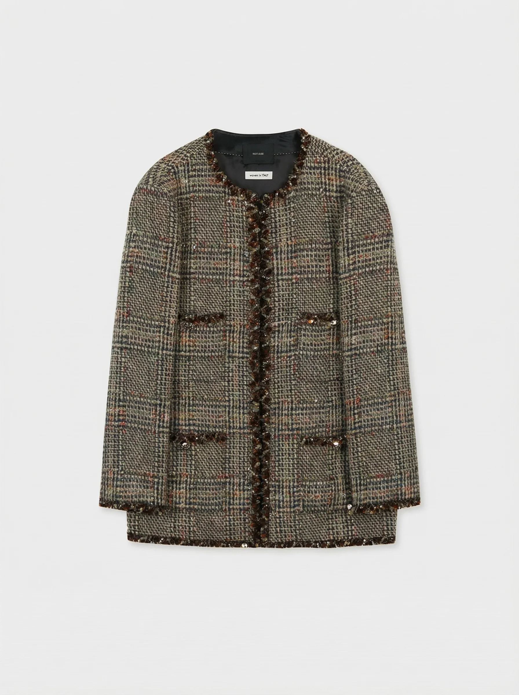 Sequin-Trim Tweed Jacket - Image 6