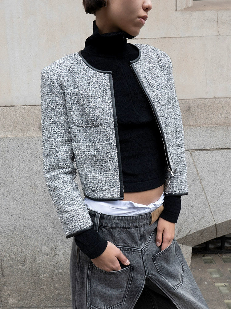 Sequined Tweed Bomber Jacket
