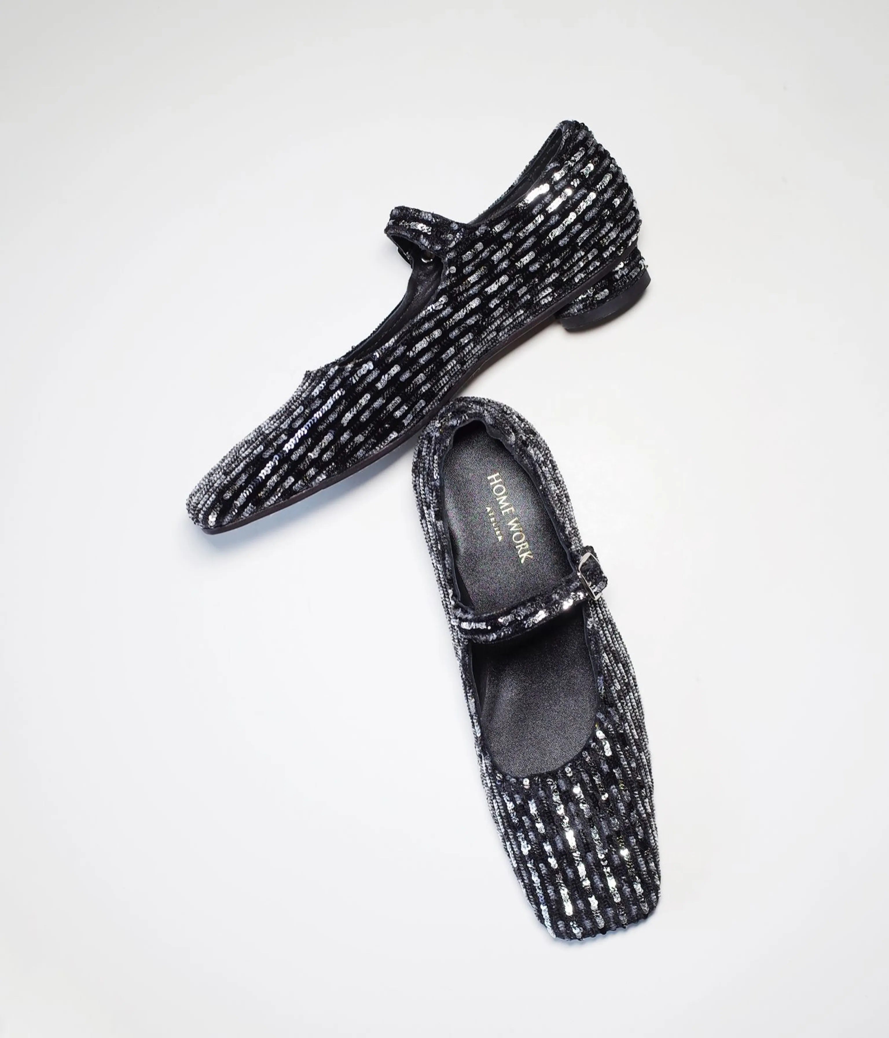 Sequined Velvet Mary Jane Shoes