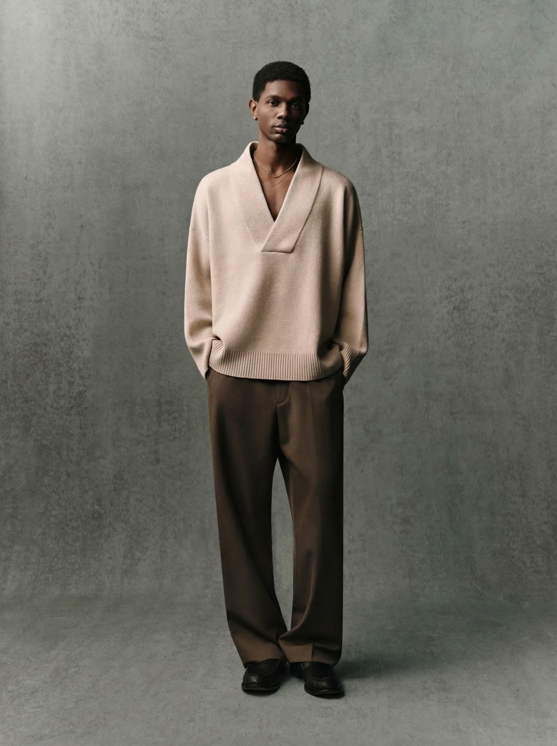 Shawl Collar V Sweater