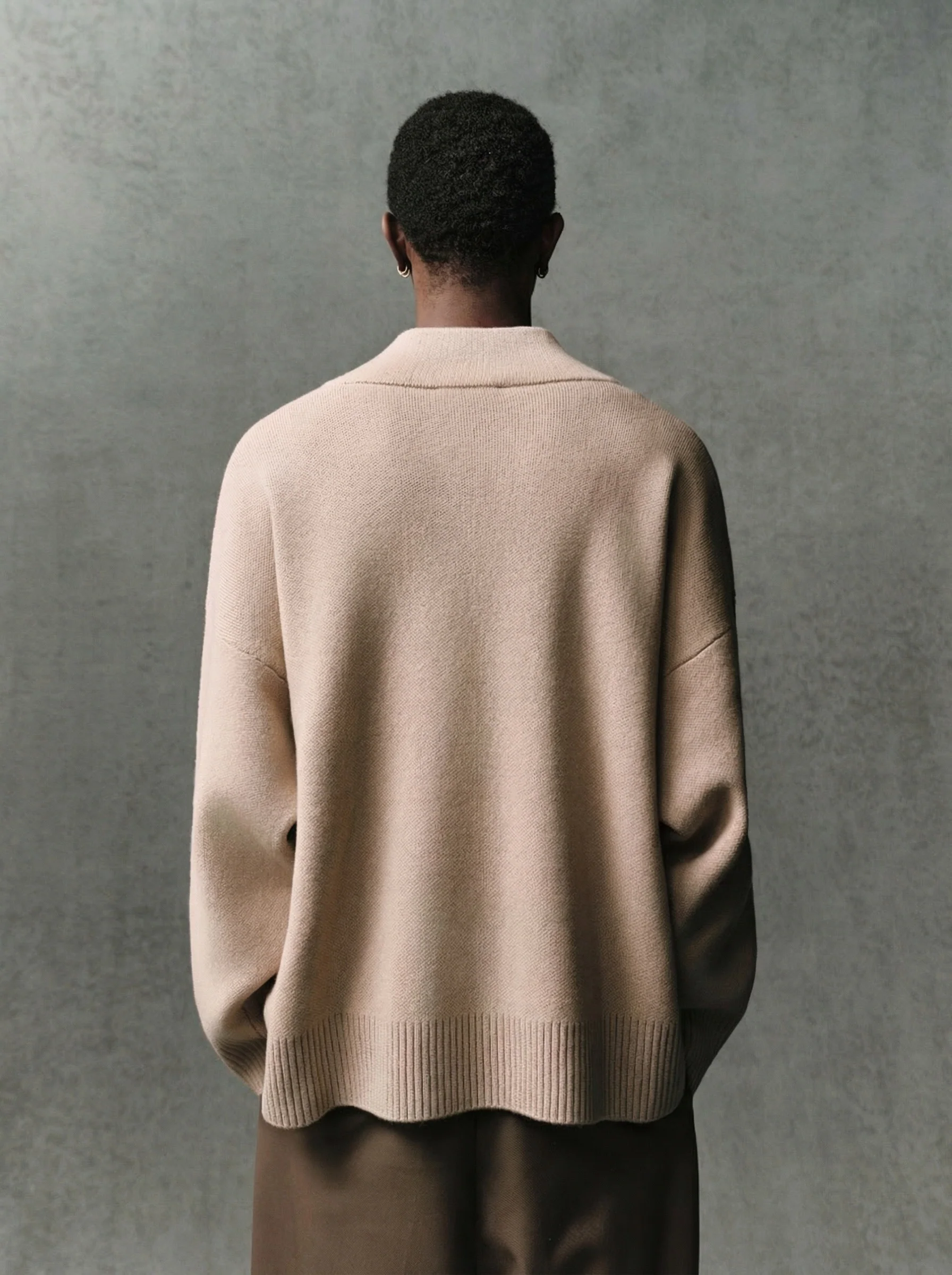 Shawl Collar V Sweater - Image 5