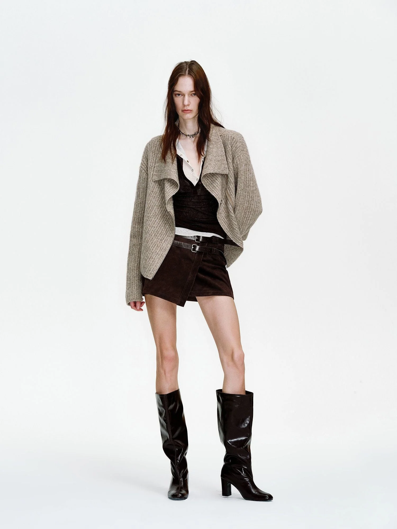 Shawl Collar Zip Cardigan - Image 3