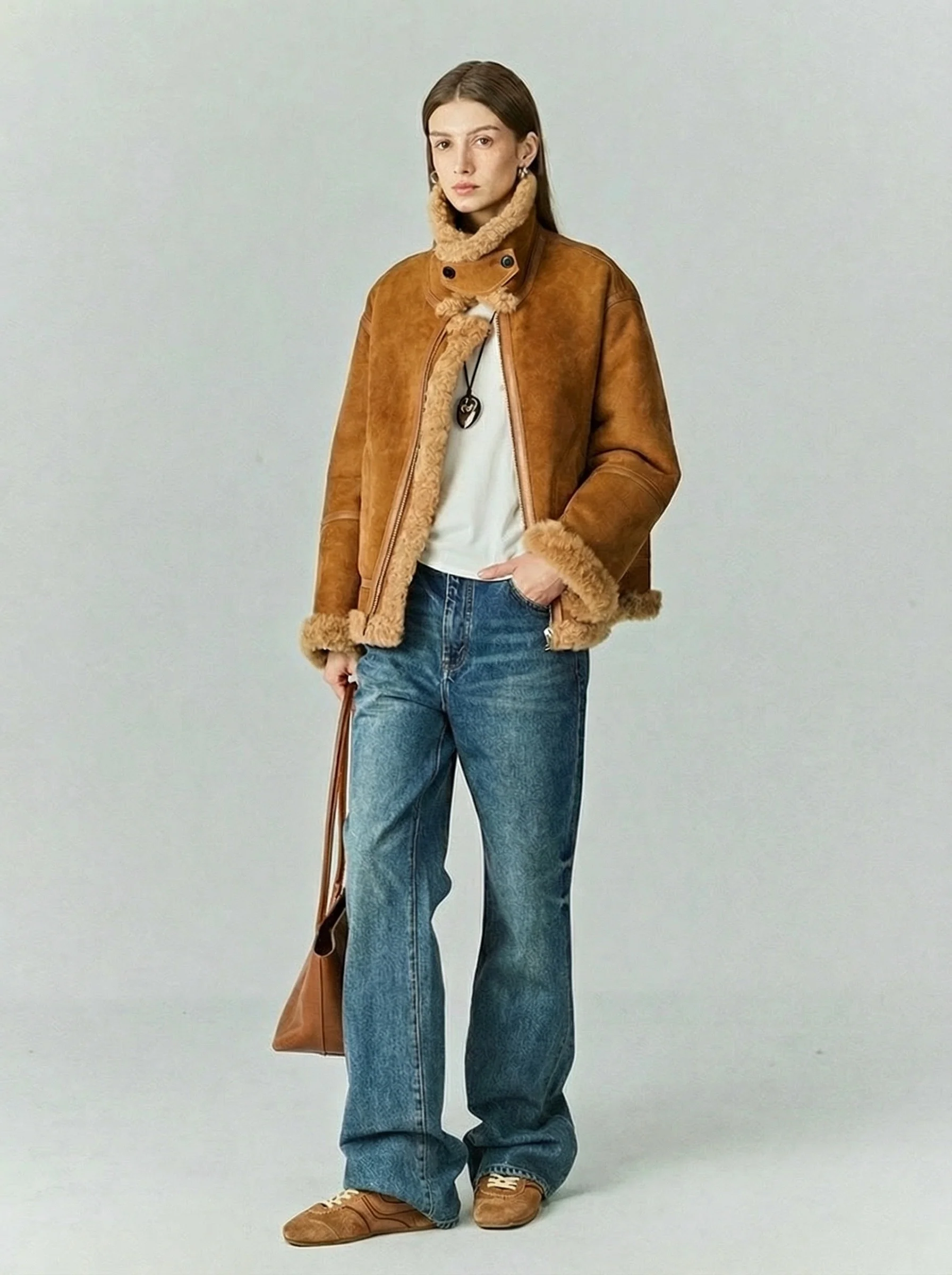 Shearling Aviator Jacket in Italian Suede