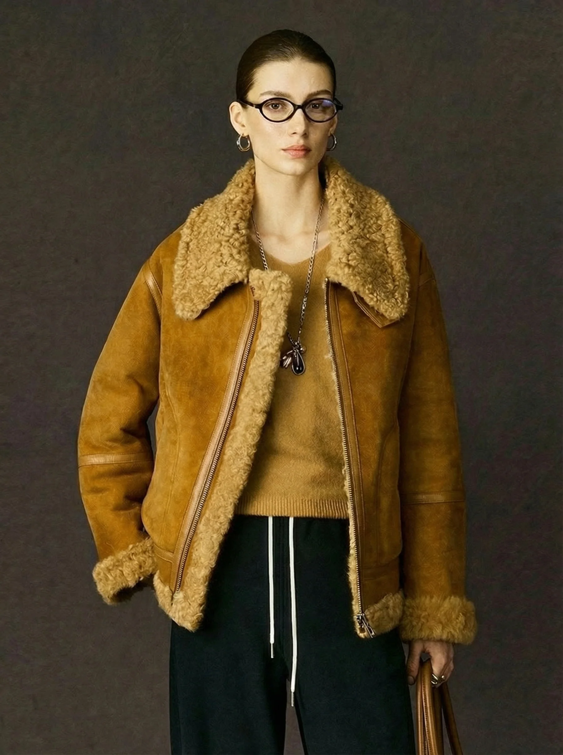 Shearling Aviator Jacket in Italian Suede - Image 3