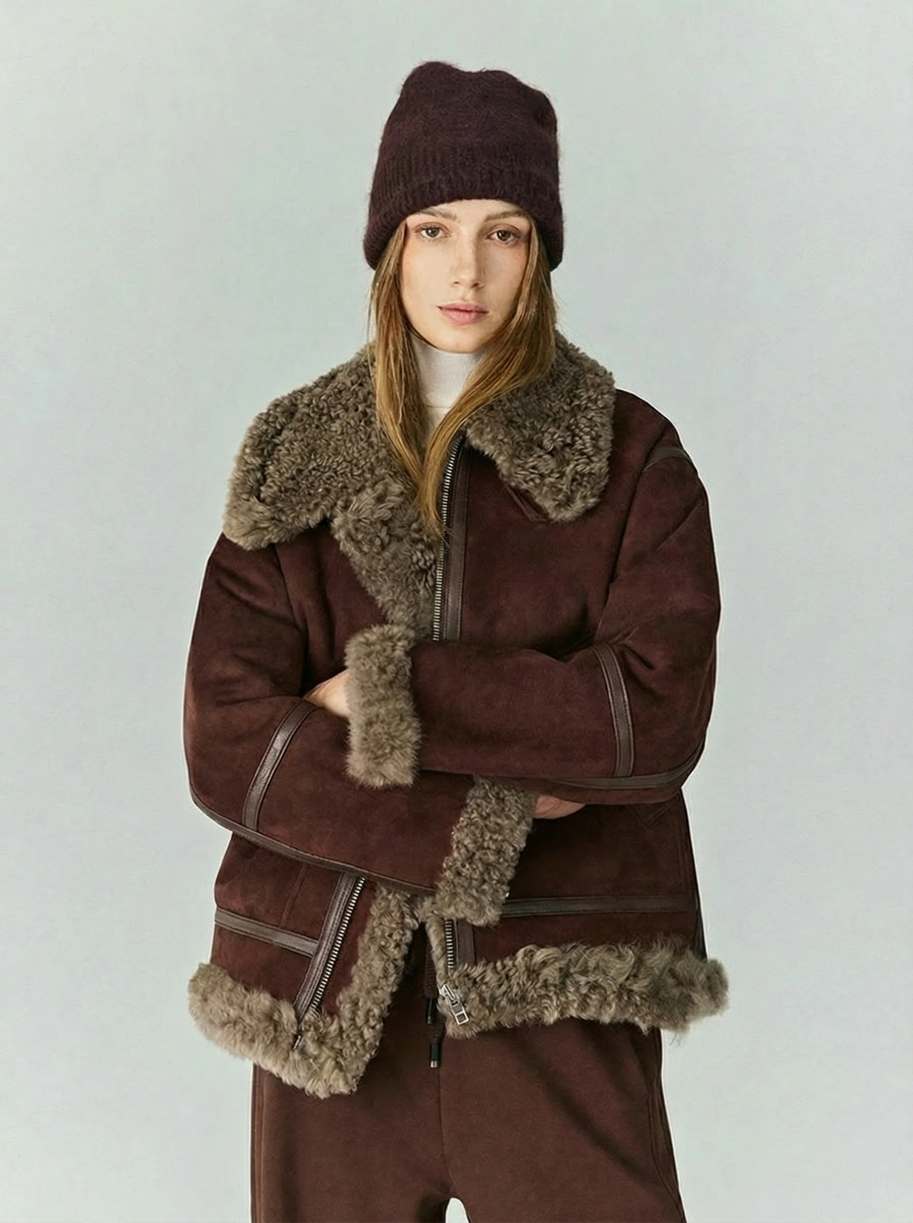 Shearling Aviator Jacket in Italian Suede - Image 4