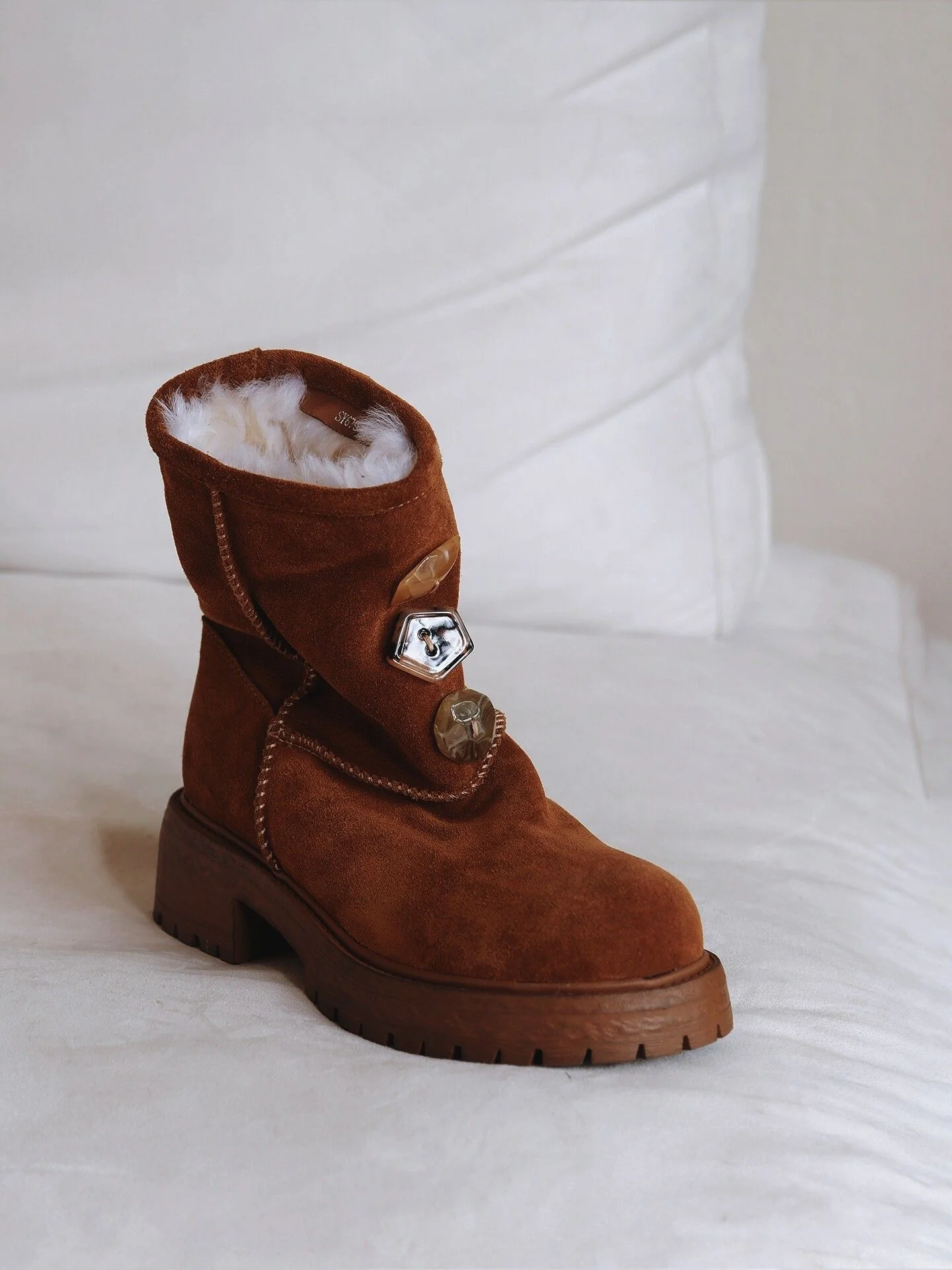 Shearling Button Boots - Image 2