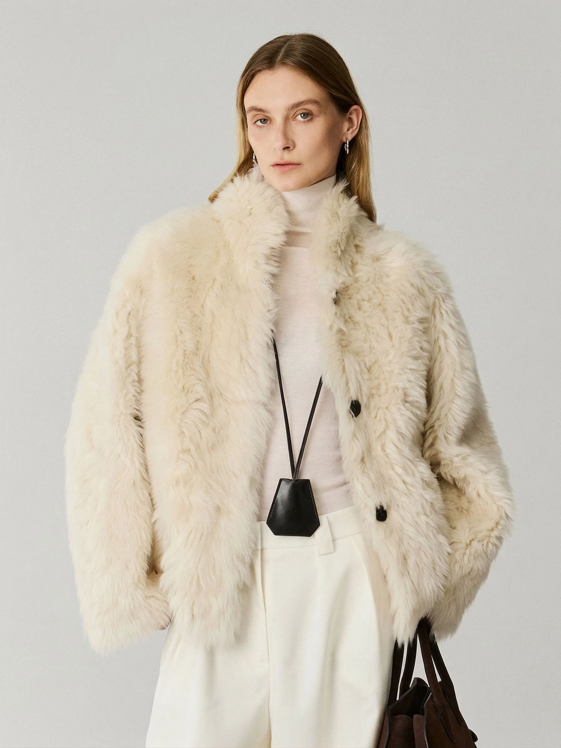 Shearling Button Jacket - Image 4