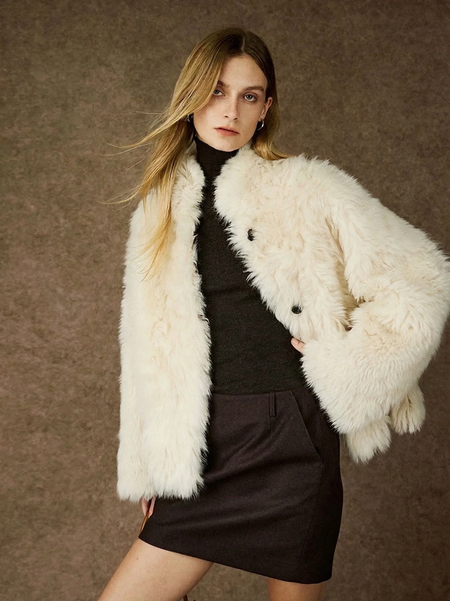 Shearling Button Jacket - Image 7