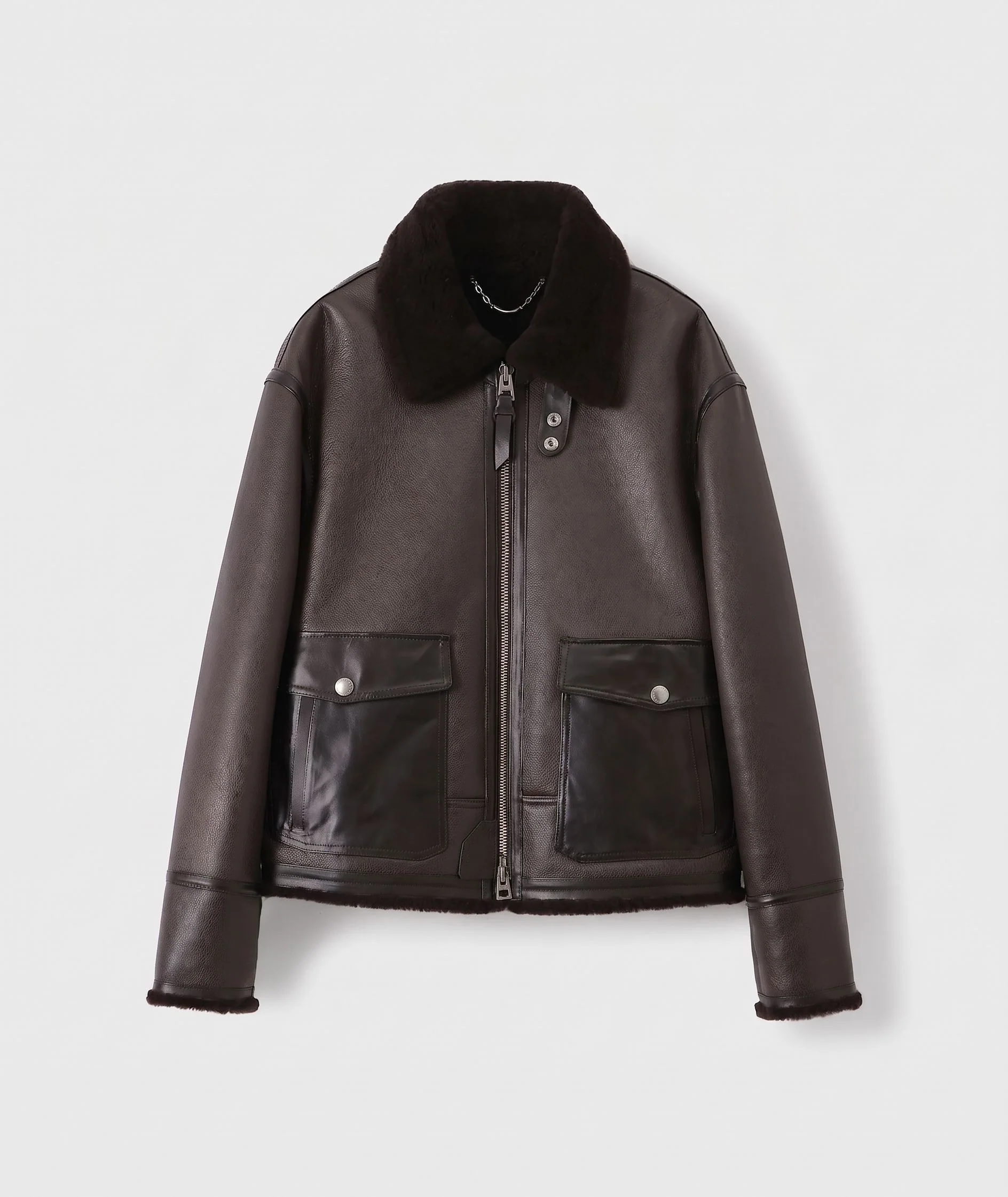 Shearling Collar Aviator Jacket - Image 7