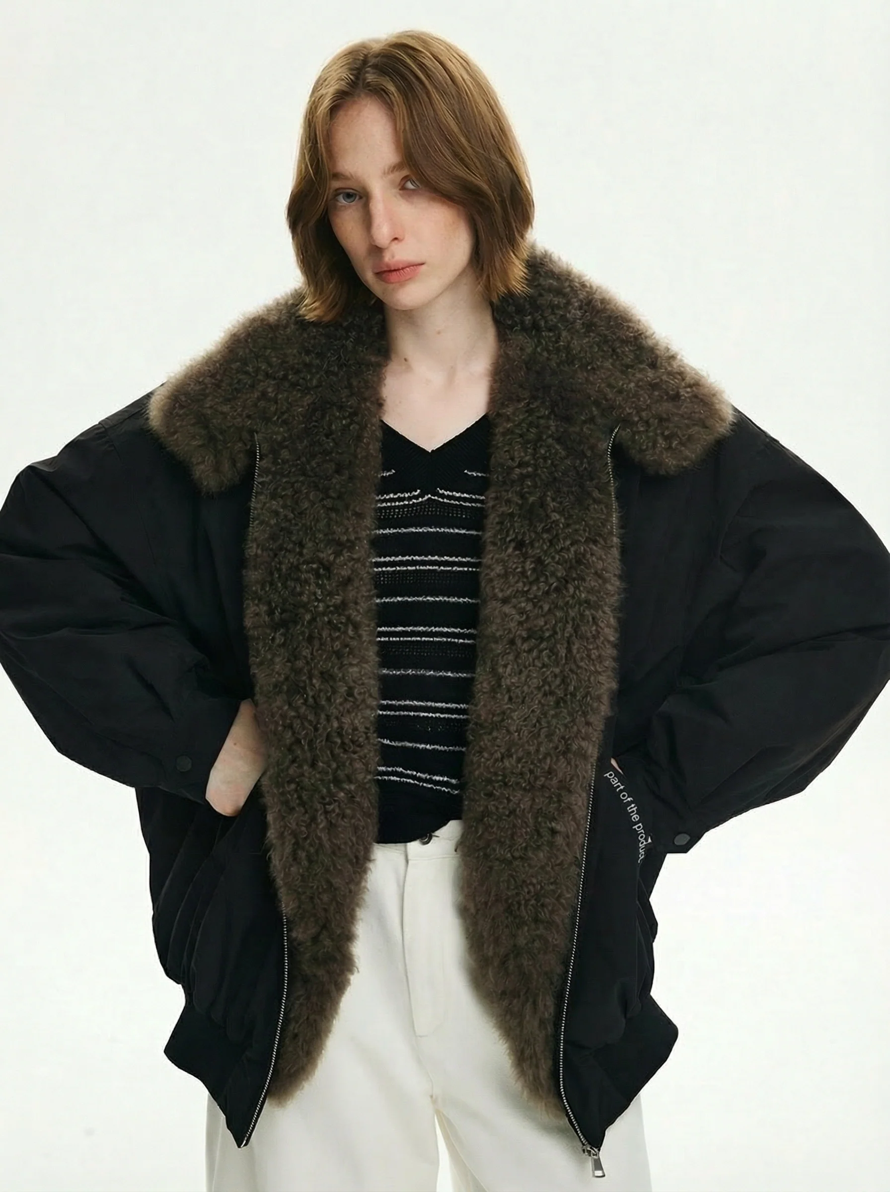 Shearling Collar Bomber