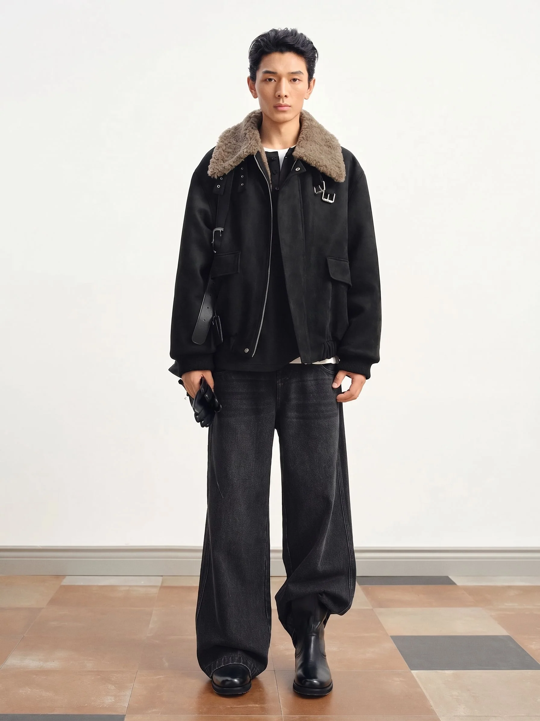 Shearling Collar Bomber