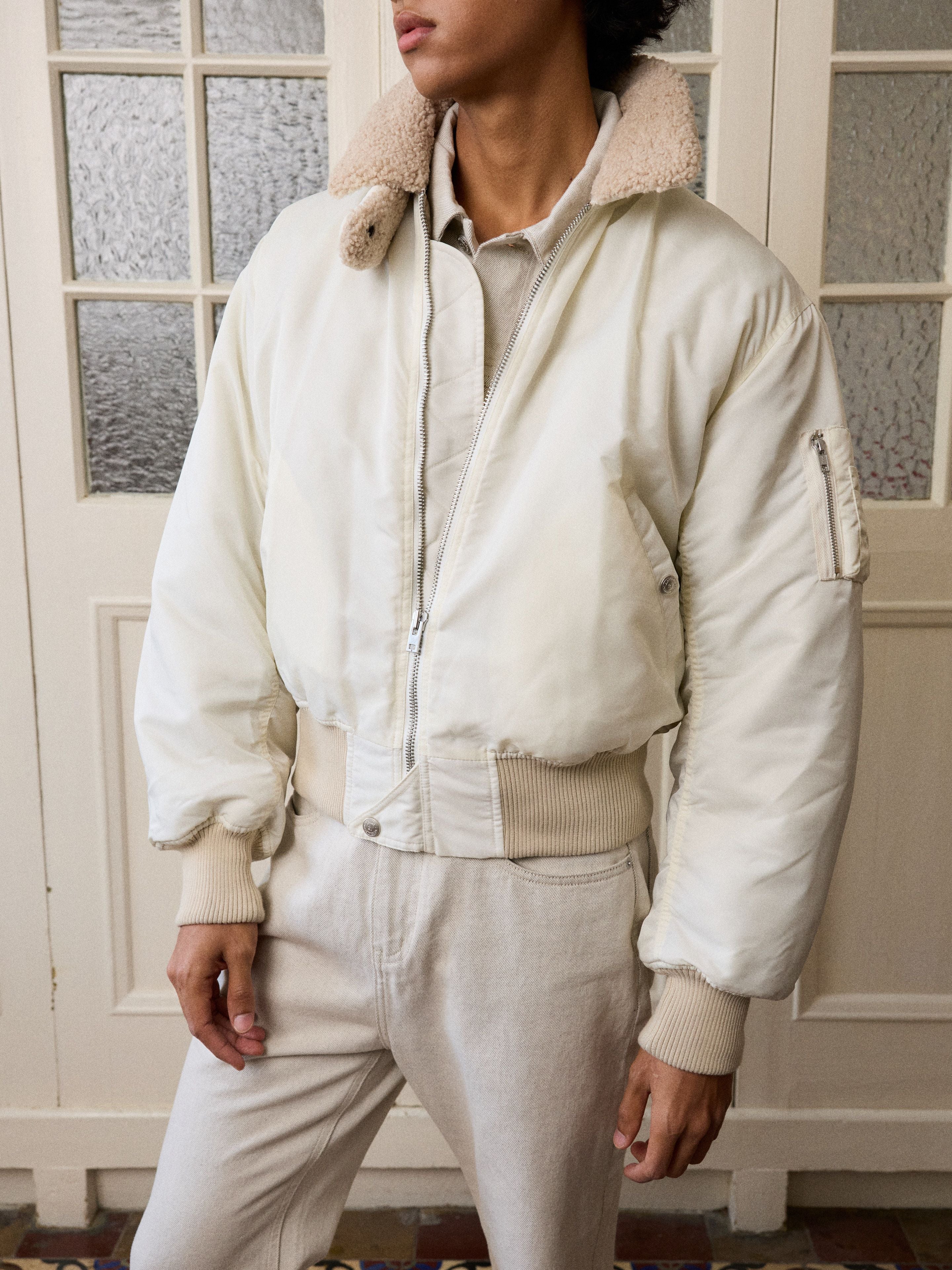 Shearling Collar Bomber