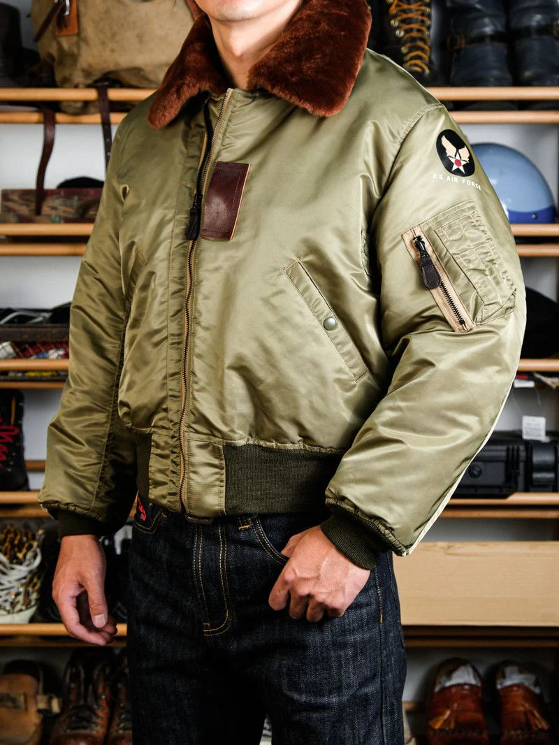 Shearling Collar Bomber