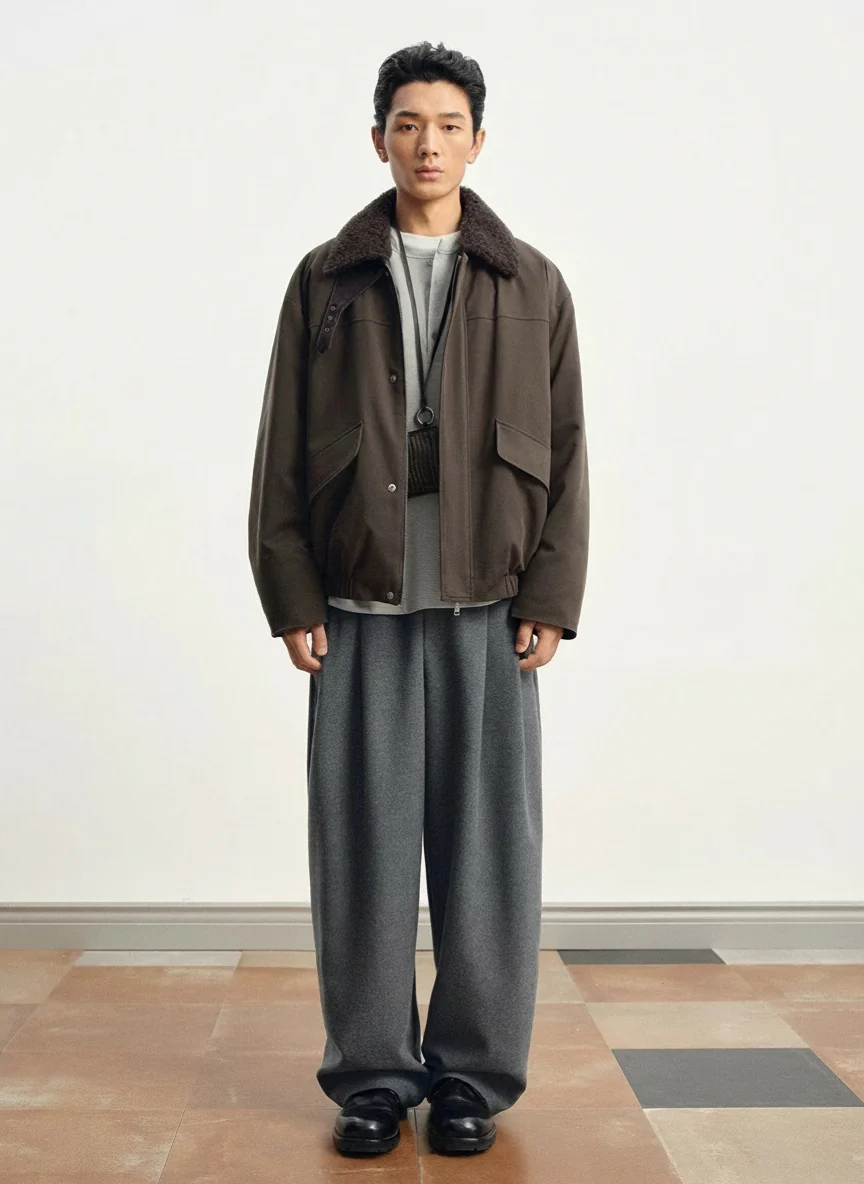 Shearling Collar Down Bomber
