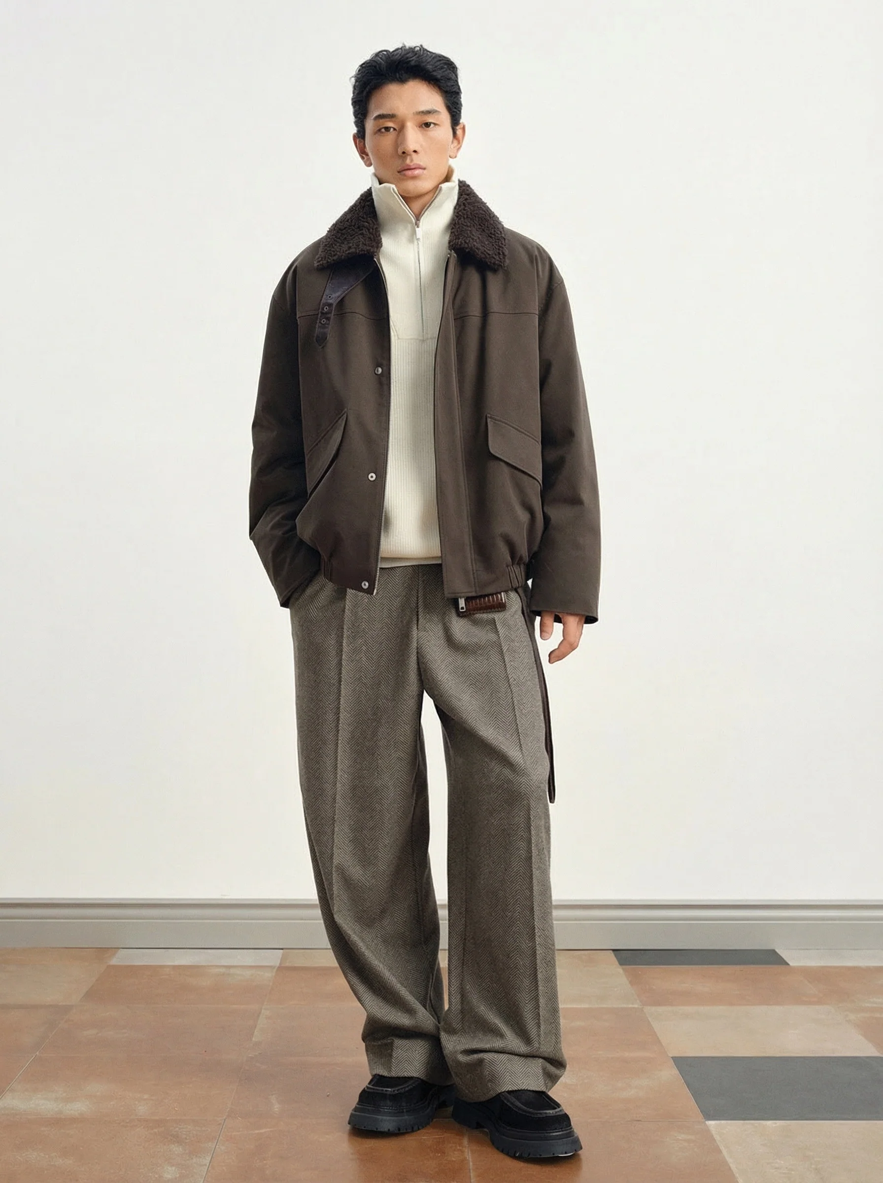Shearling Collar Down Bomber - Image 4