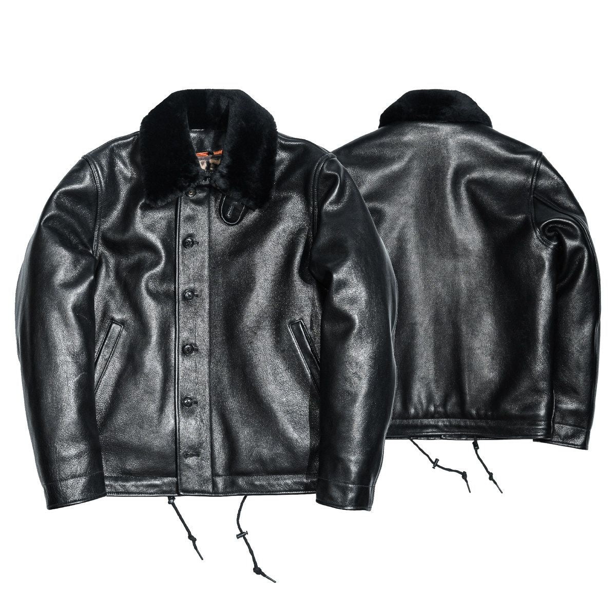 Shearling Collar Leather Jacket - Image 6