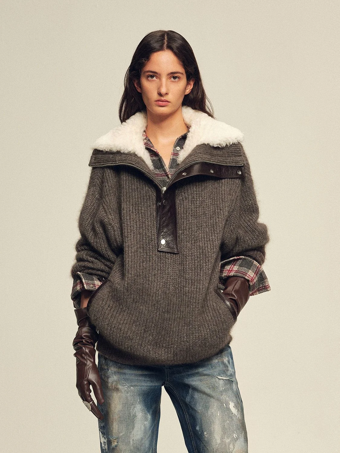 Shearling Collar Pullover - Image 4