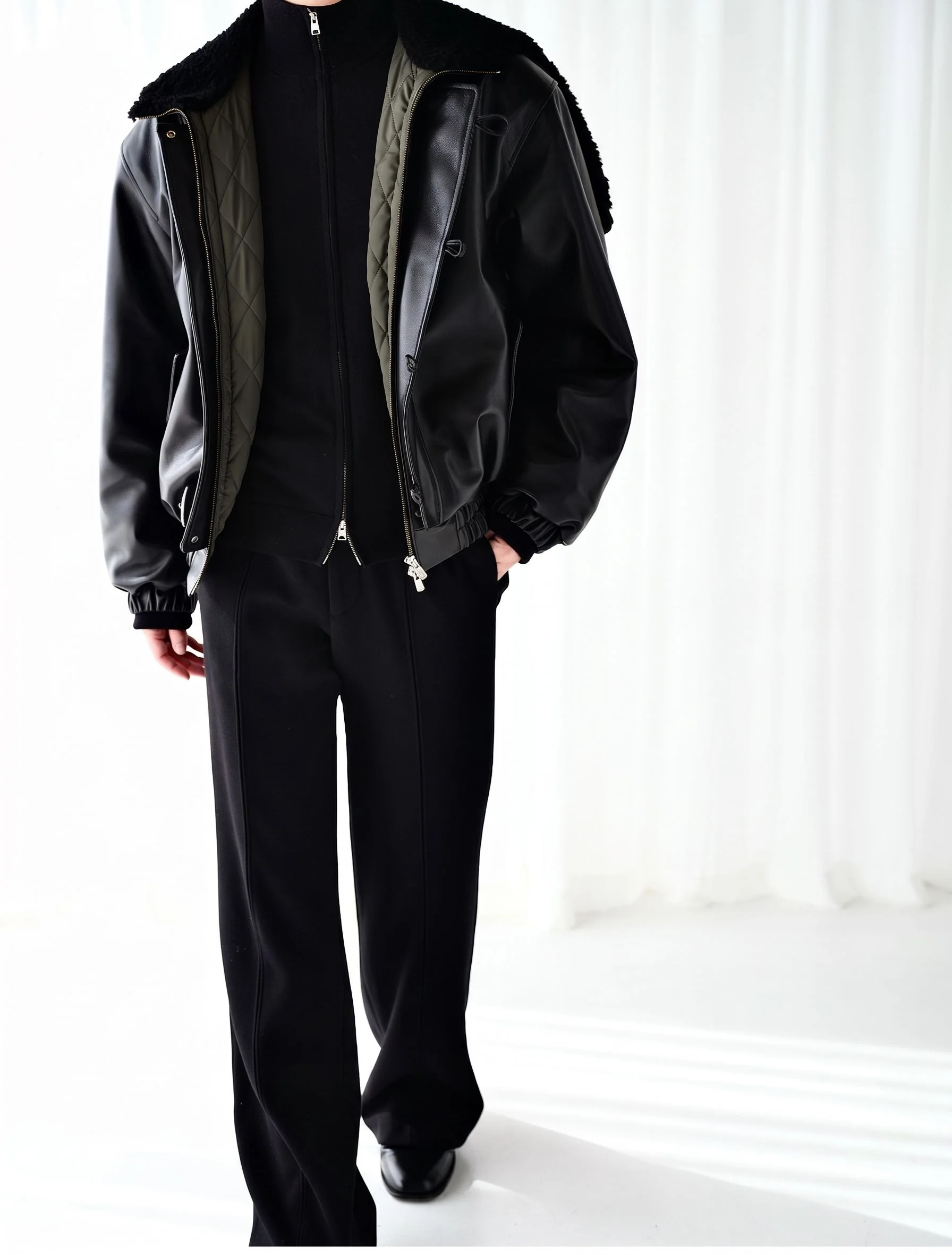Shearling Hood Bomber - Image 4