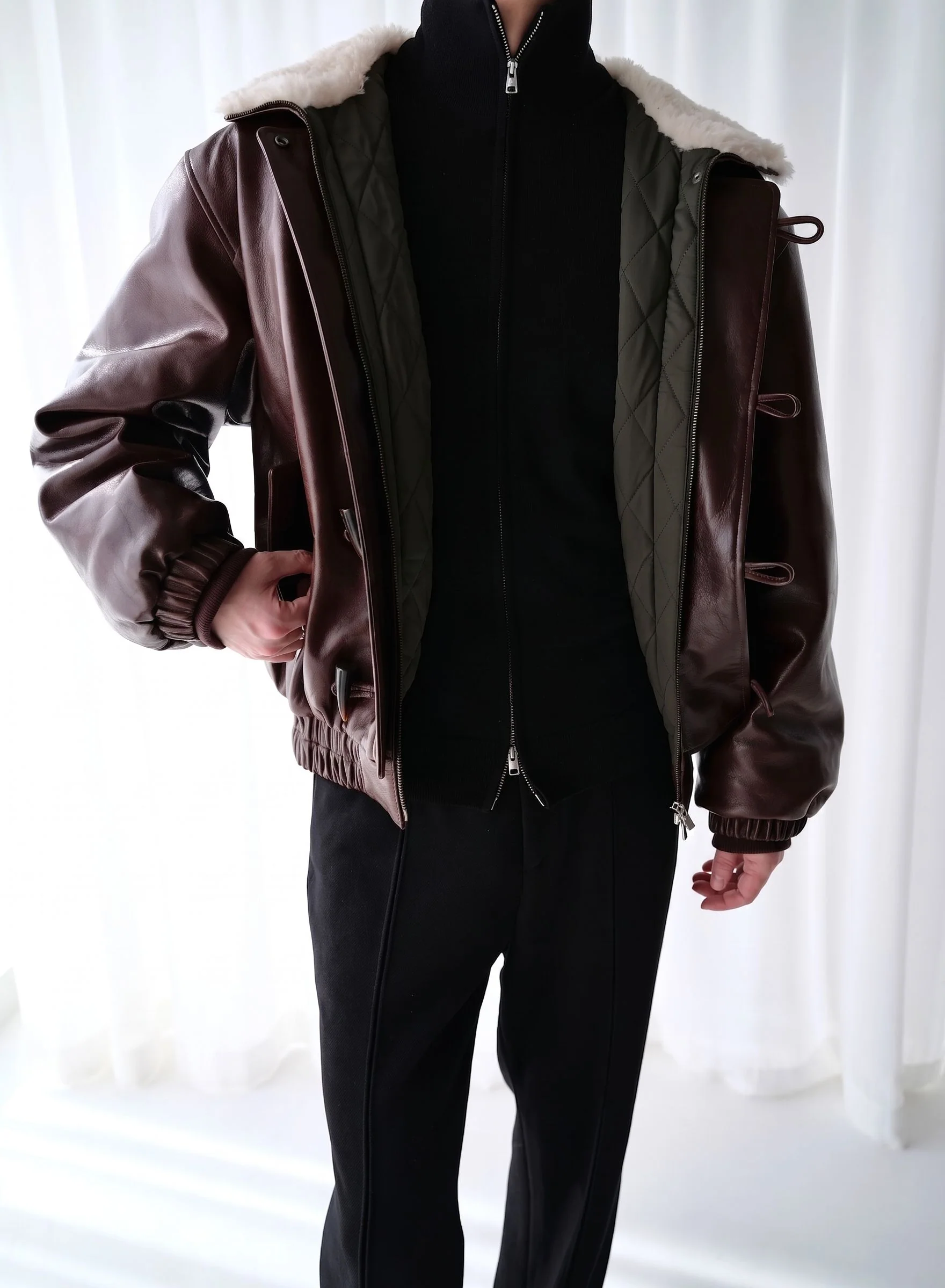 Shearling Hood Bomber - Image 6