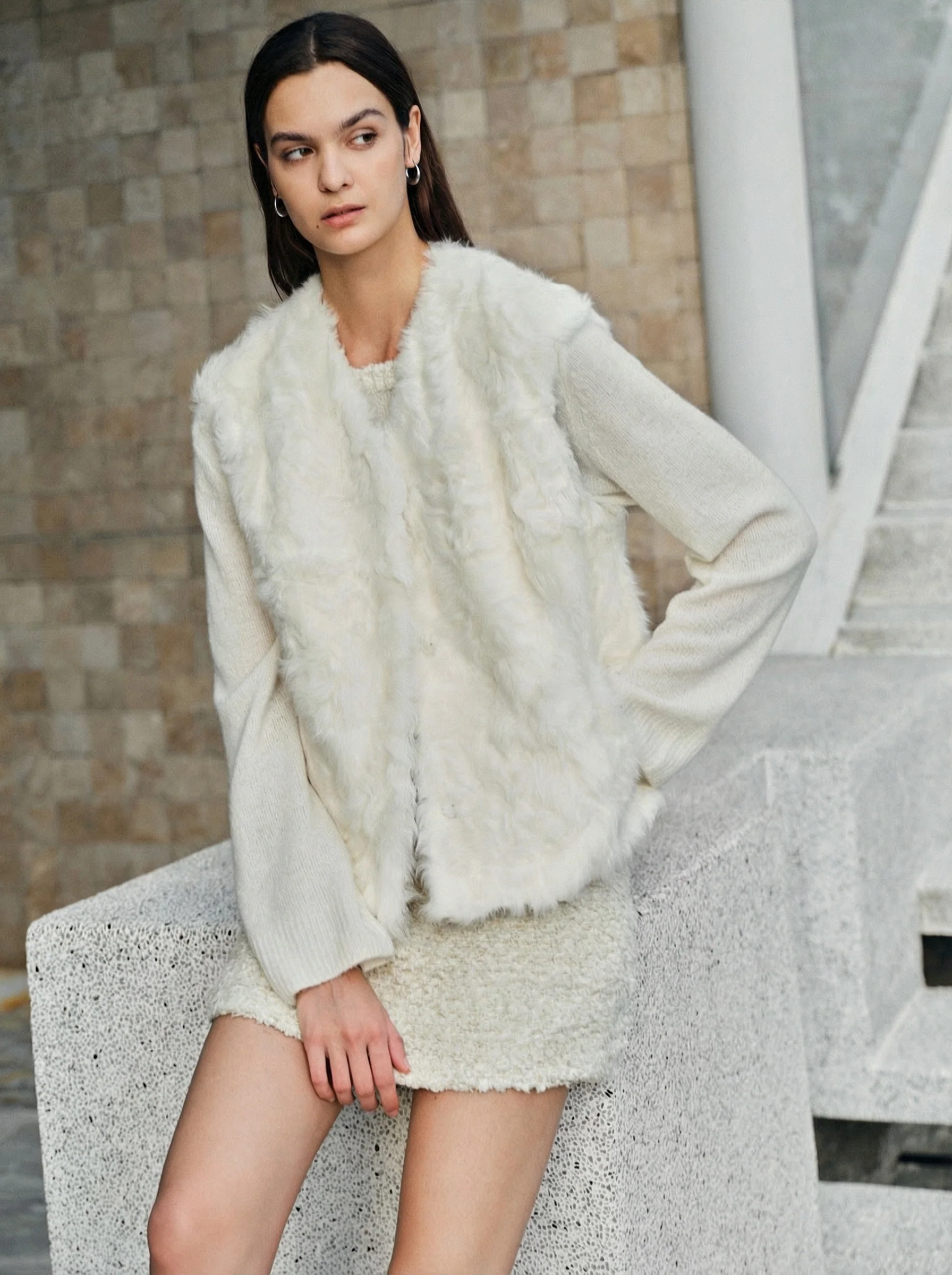 Shearling V-Neck Vest - Image 2