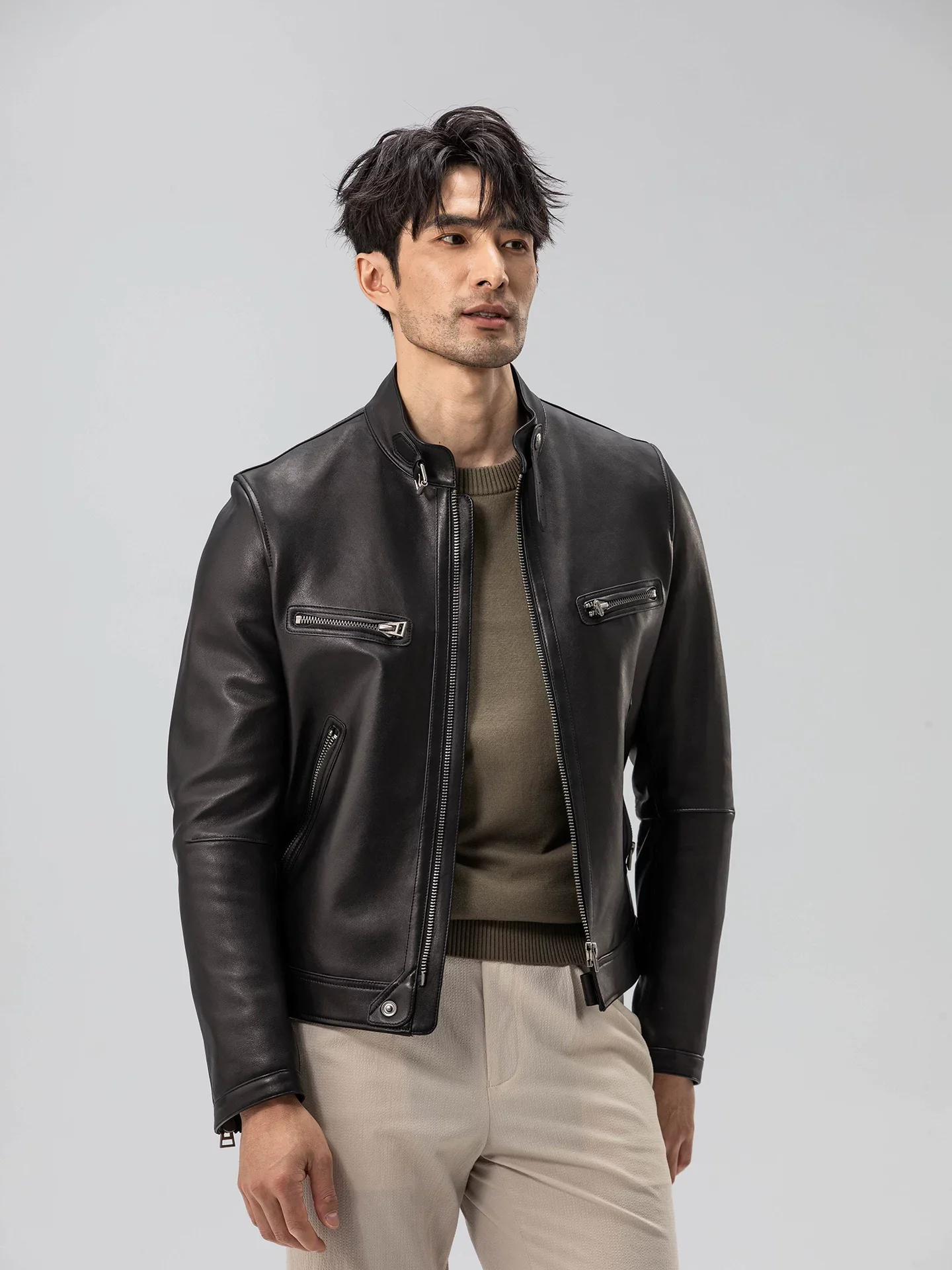 Sheepskin Cafe Racer Jacket - Image 2