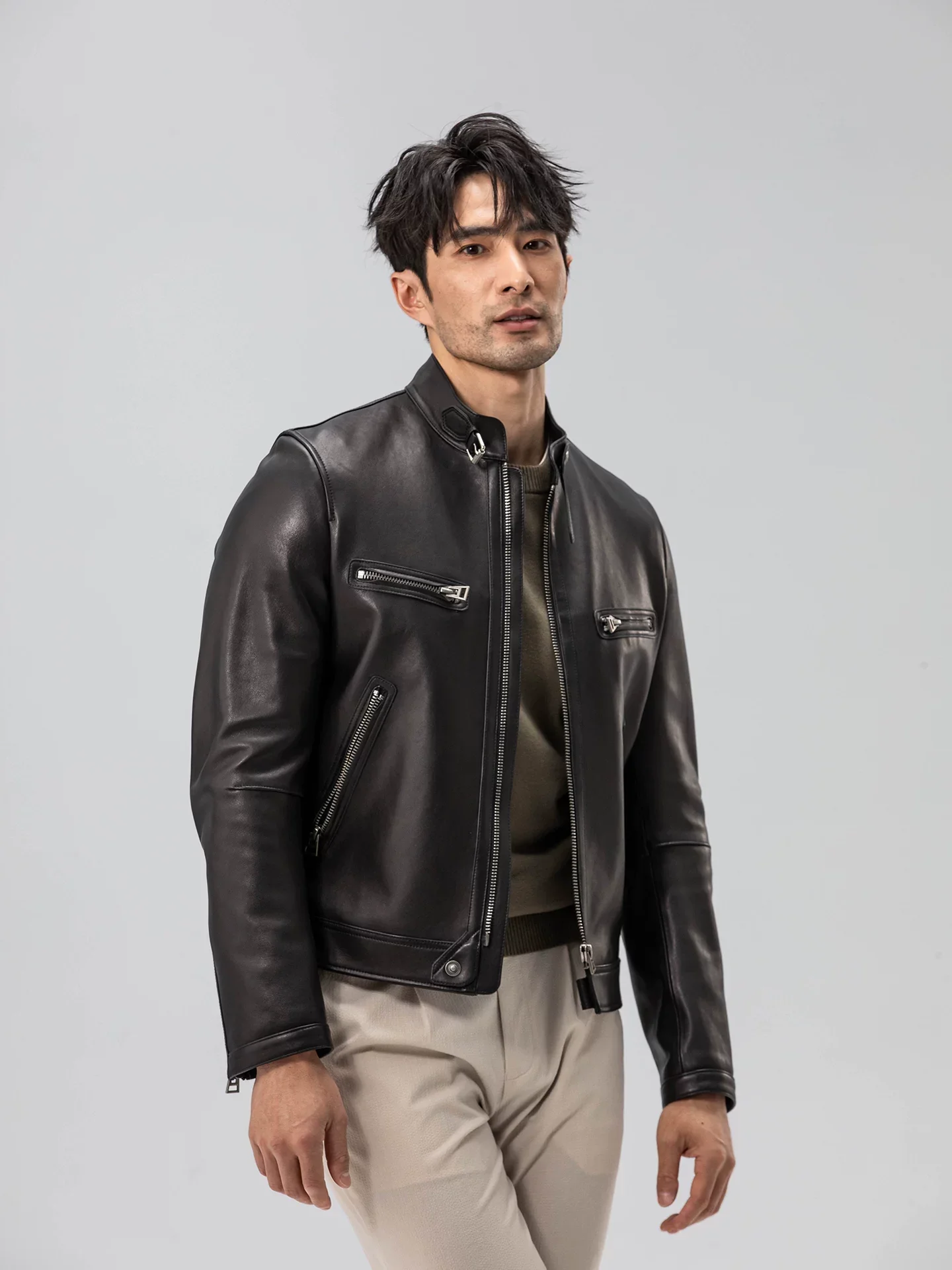 Sheepskin Cafe Racer Jacket - Image 4