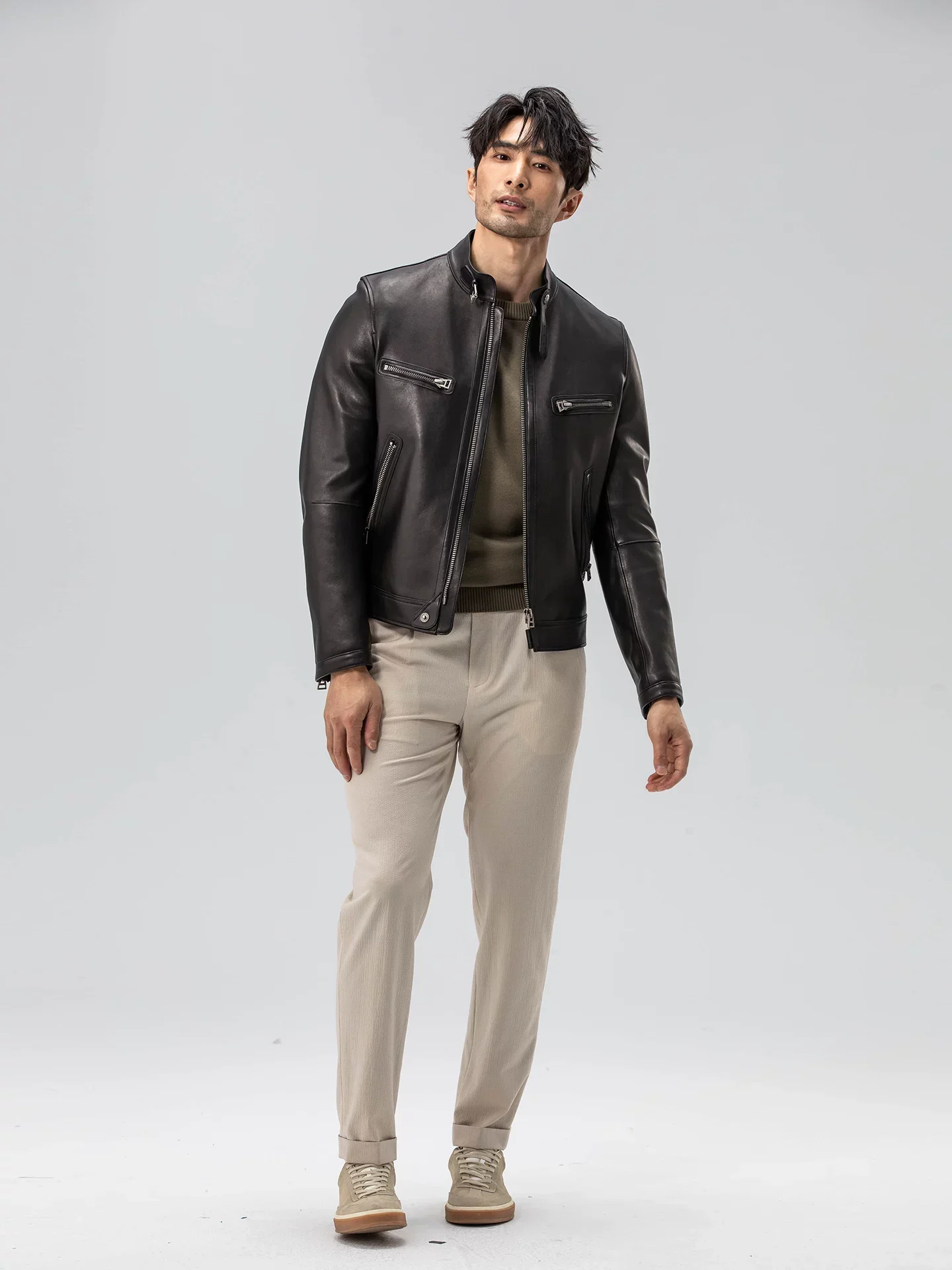 Sheepskin Cafe Racer Jacket - Image 5