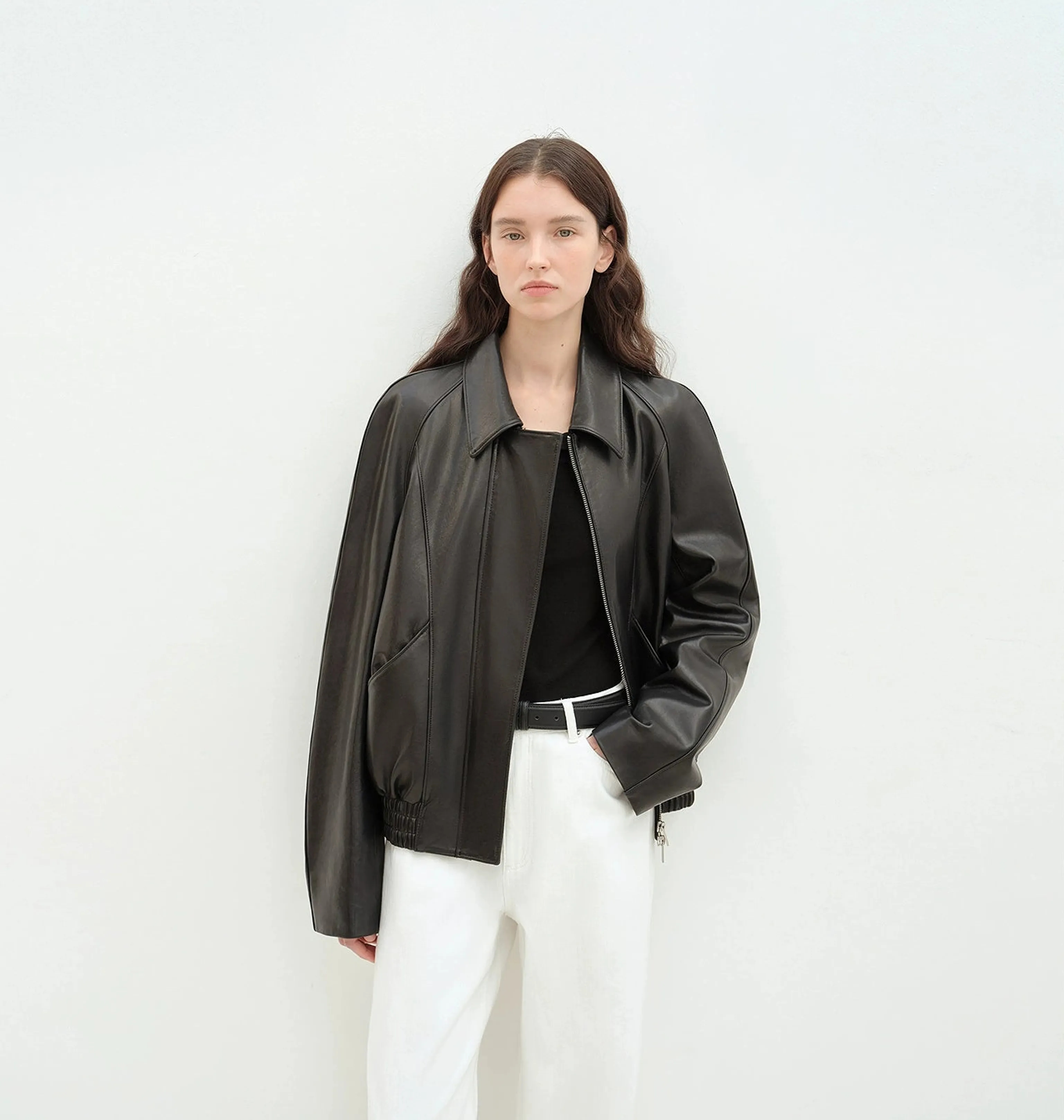 Sheepskin Short Bomber Jacket - Image 5