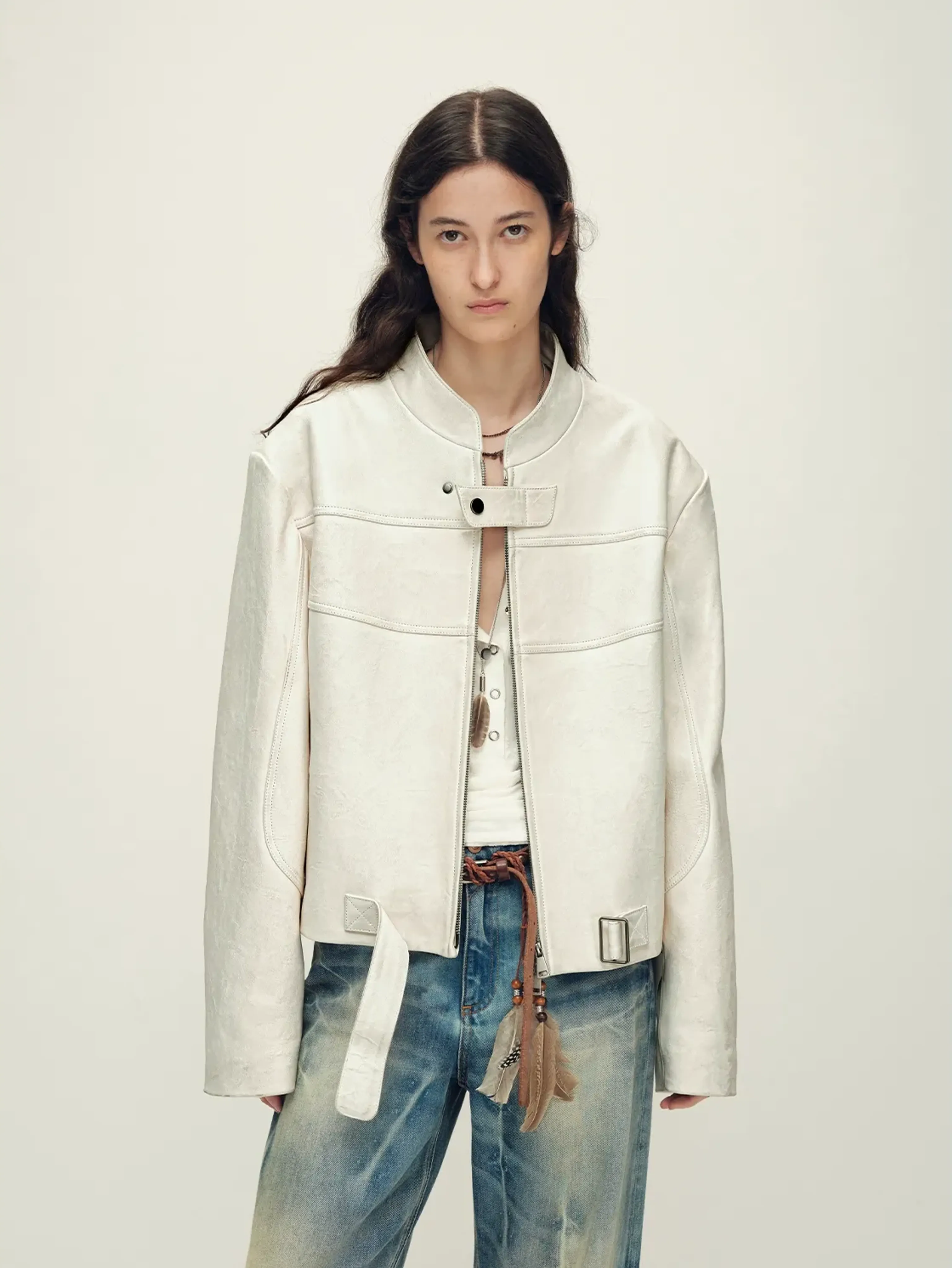 Sheepskin Stand Collar Jacket - Image 9