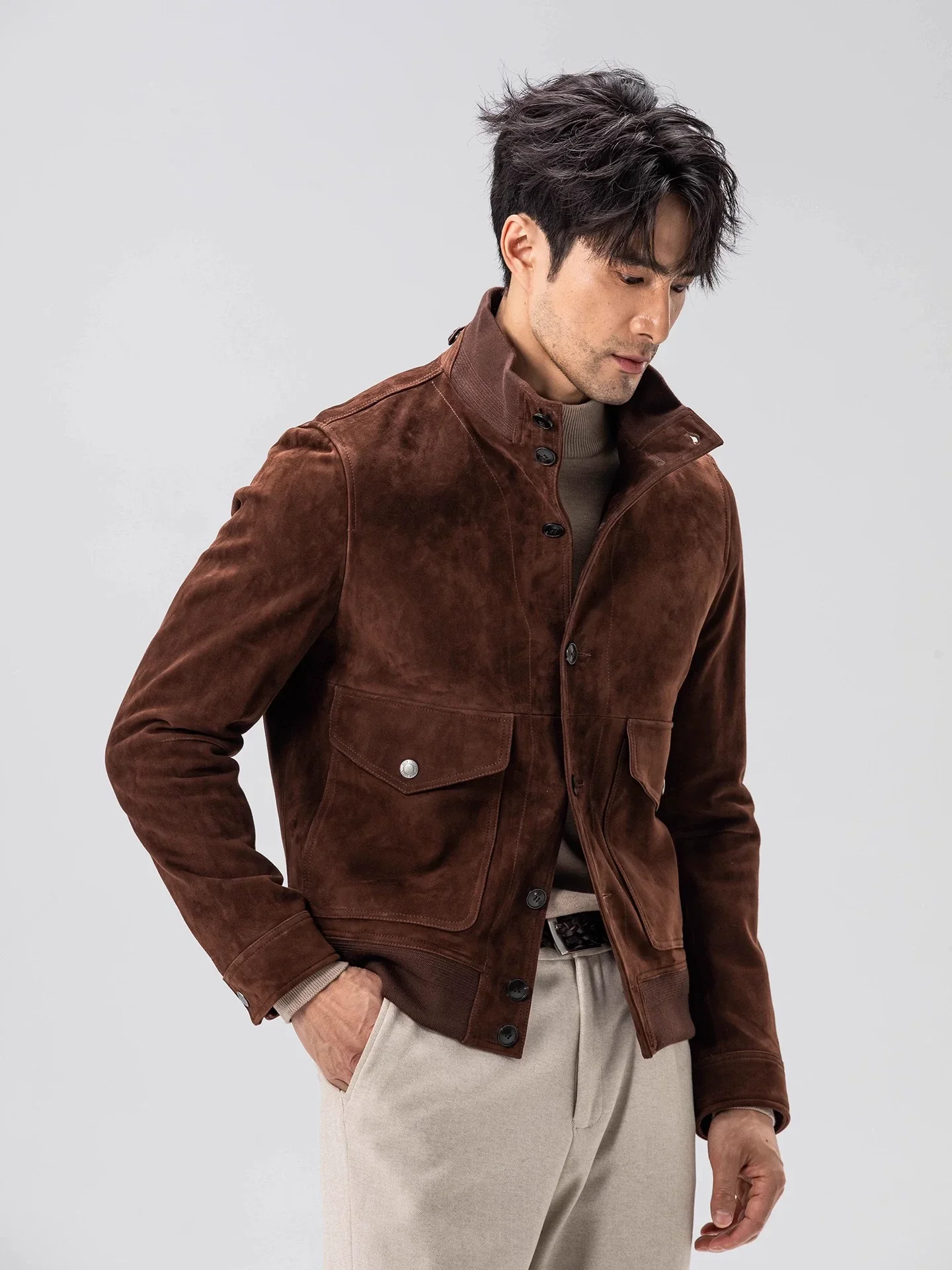 Sheepskin Suede Harrington Jacket