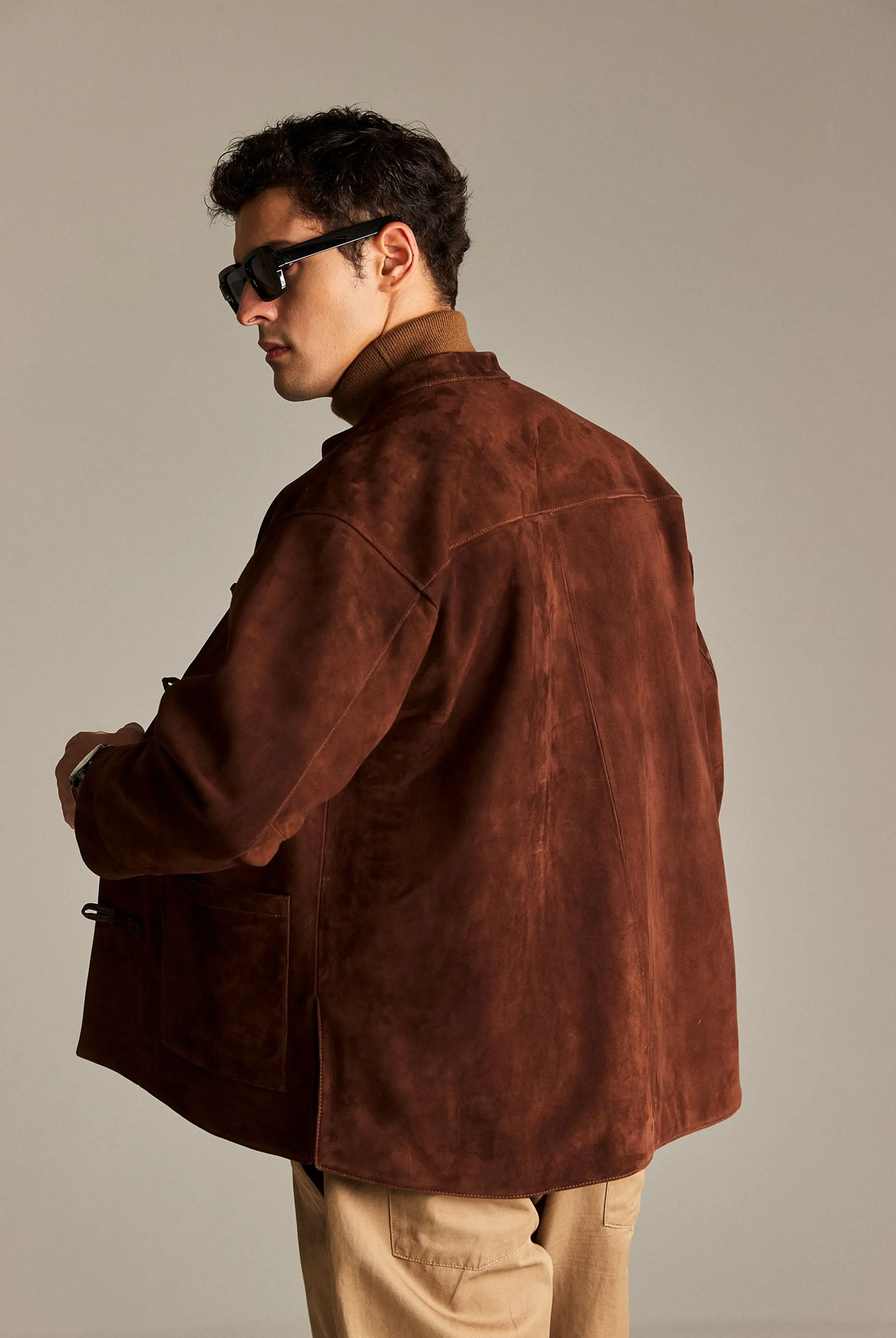 Sheepskin Suede Mandarin Jacket - Image 5