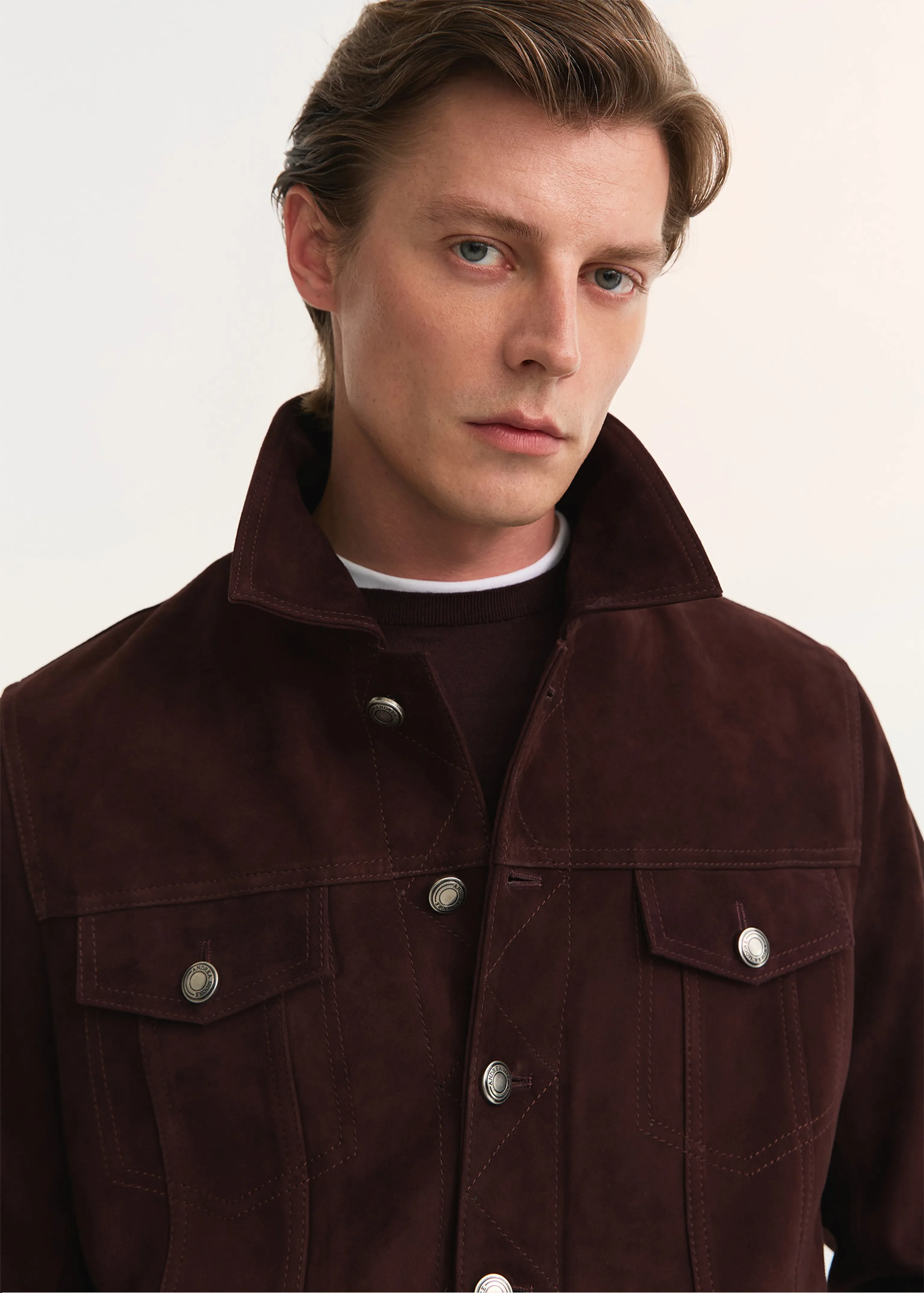 Sheepskin Suede Trucker Jacket - Image 4