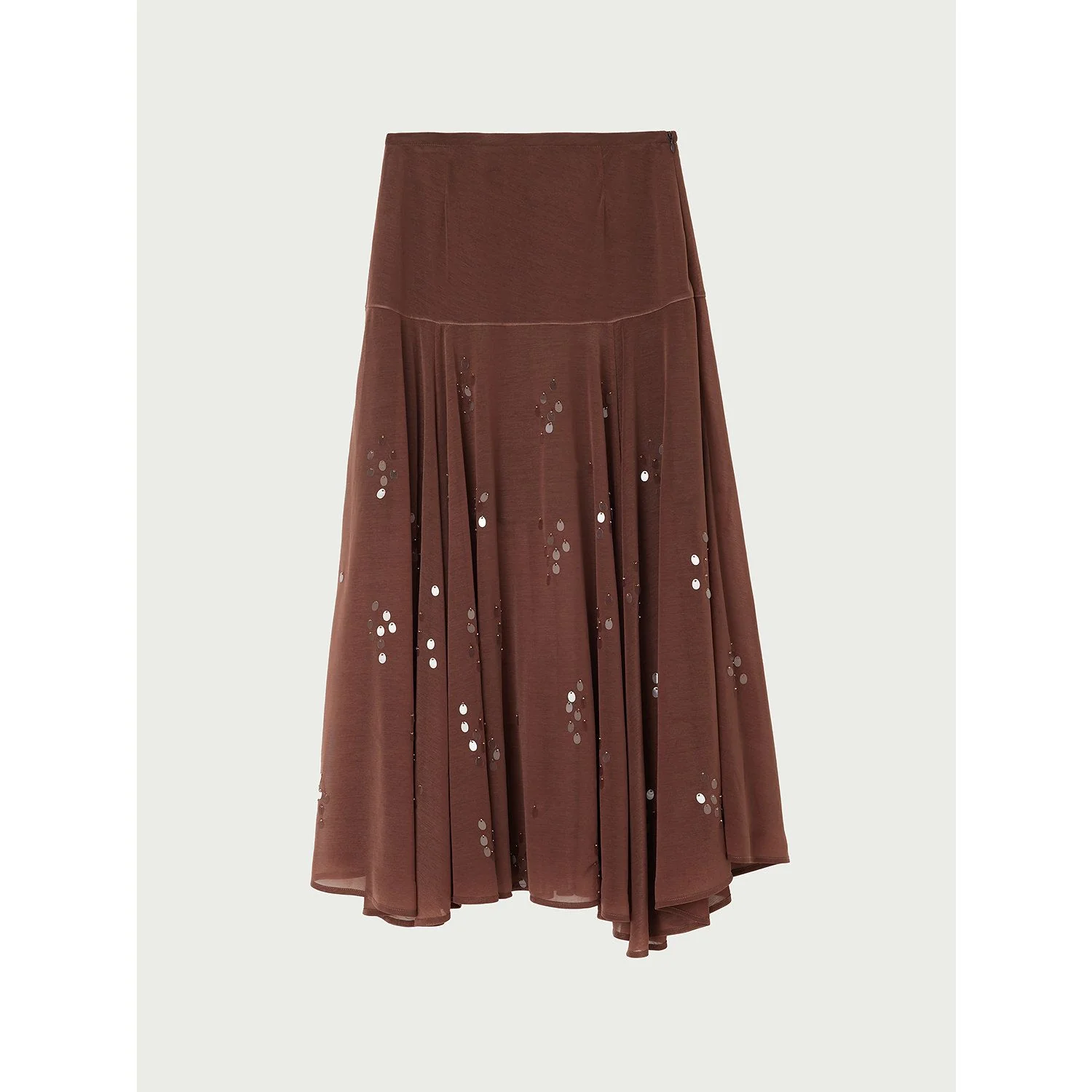 Sheer Embellished Mulberry Silk Midi Skirt - Image 6