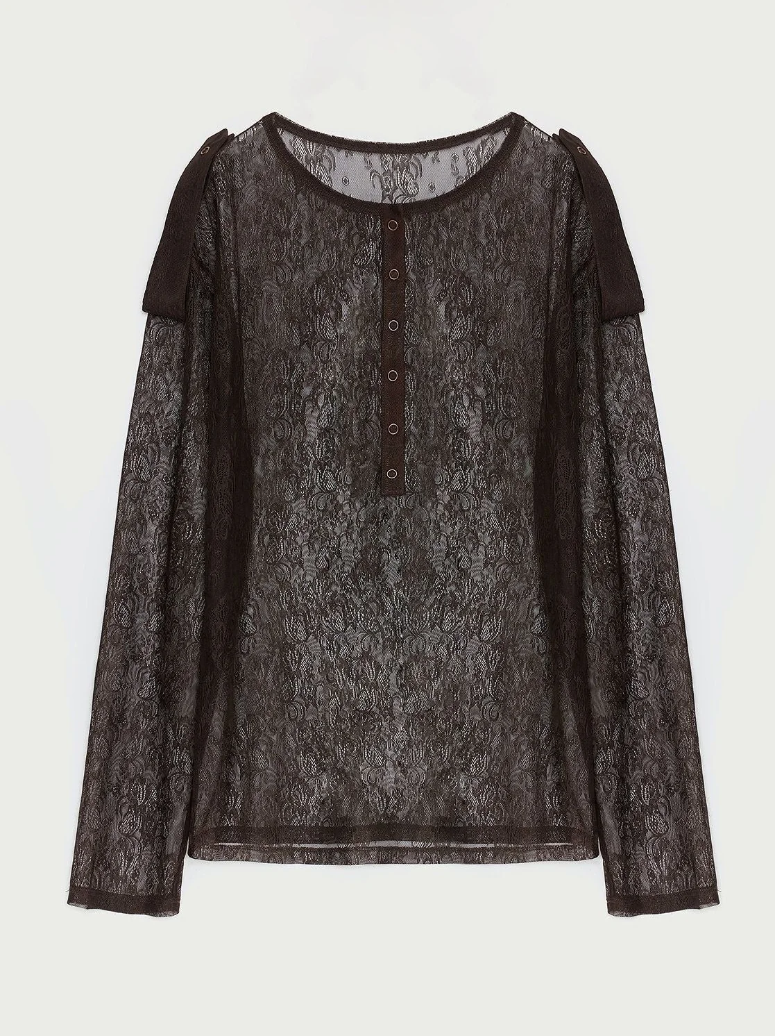 Sheer Lace Henley - Image 7