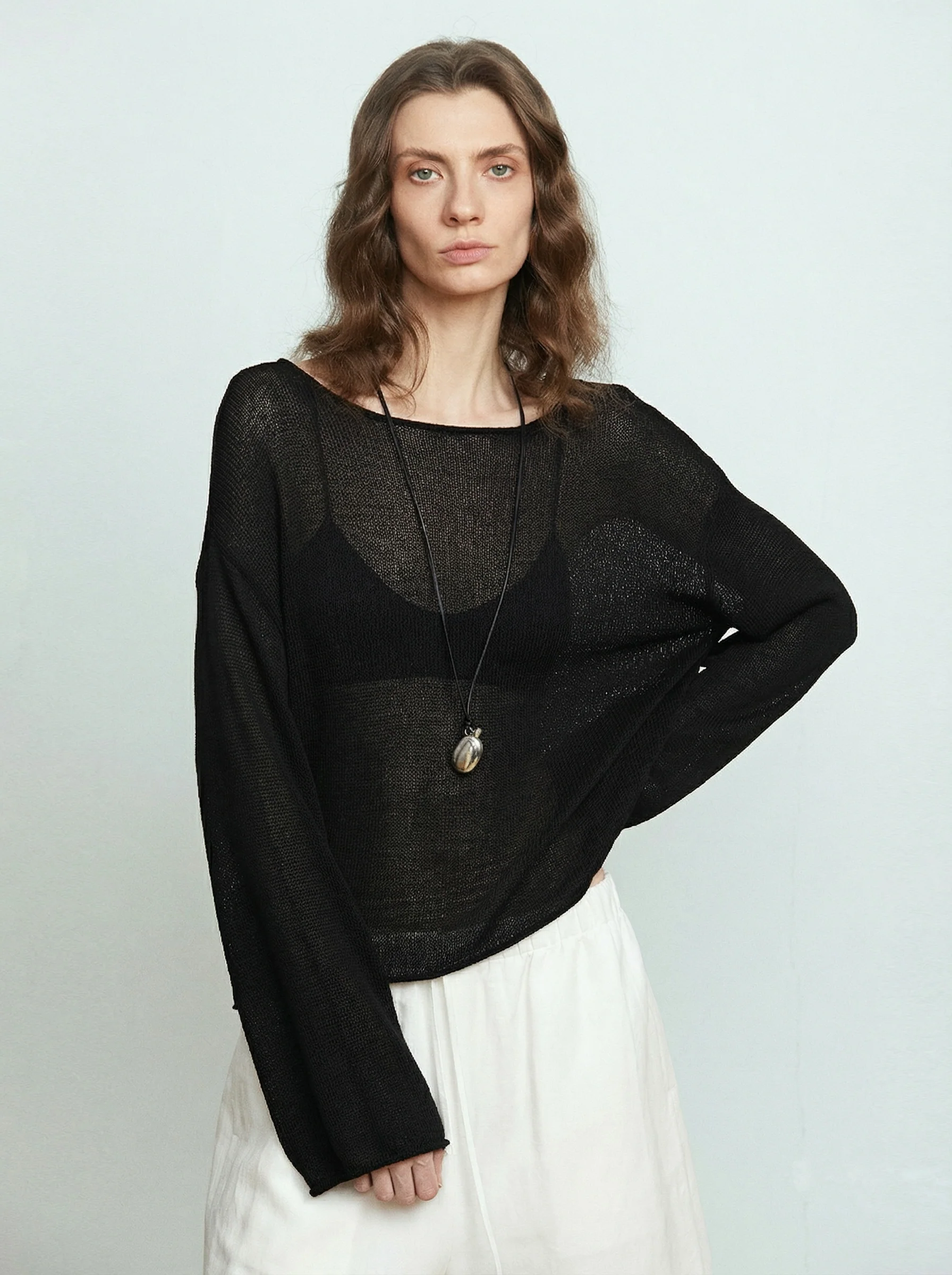 Sheer Open-Knit Sweater - Image 4
