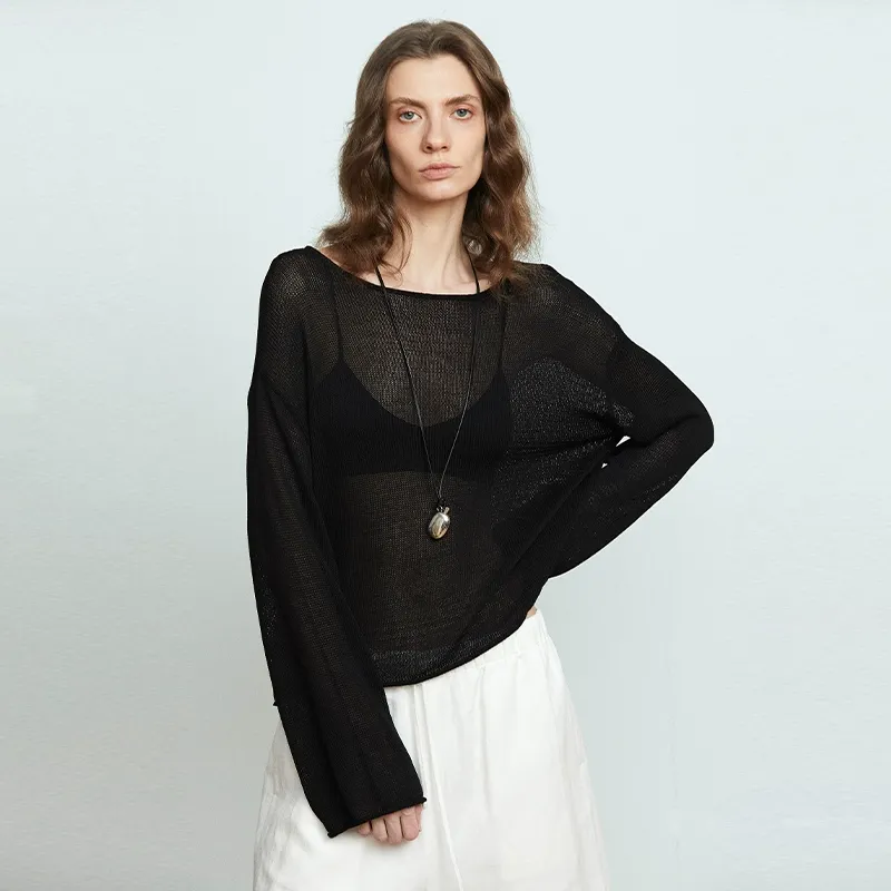 Sheer Open-Knit Sweater - Image 6