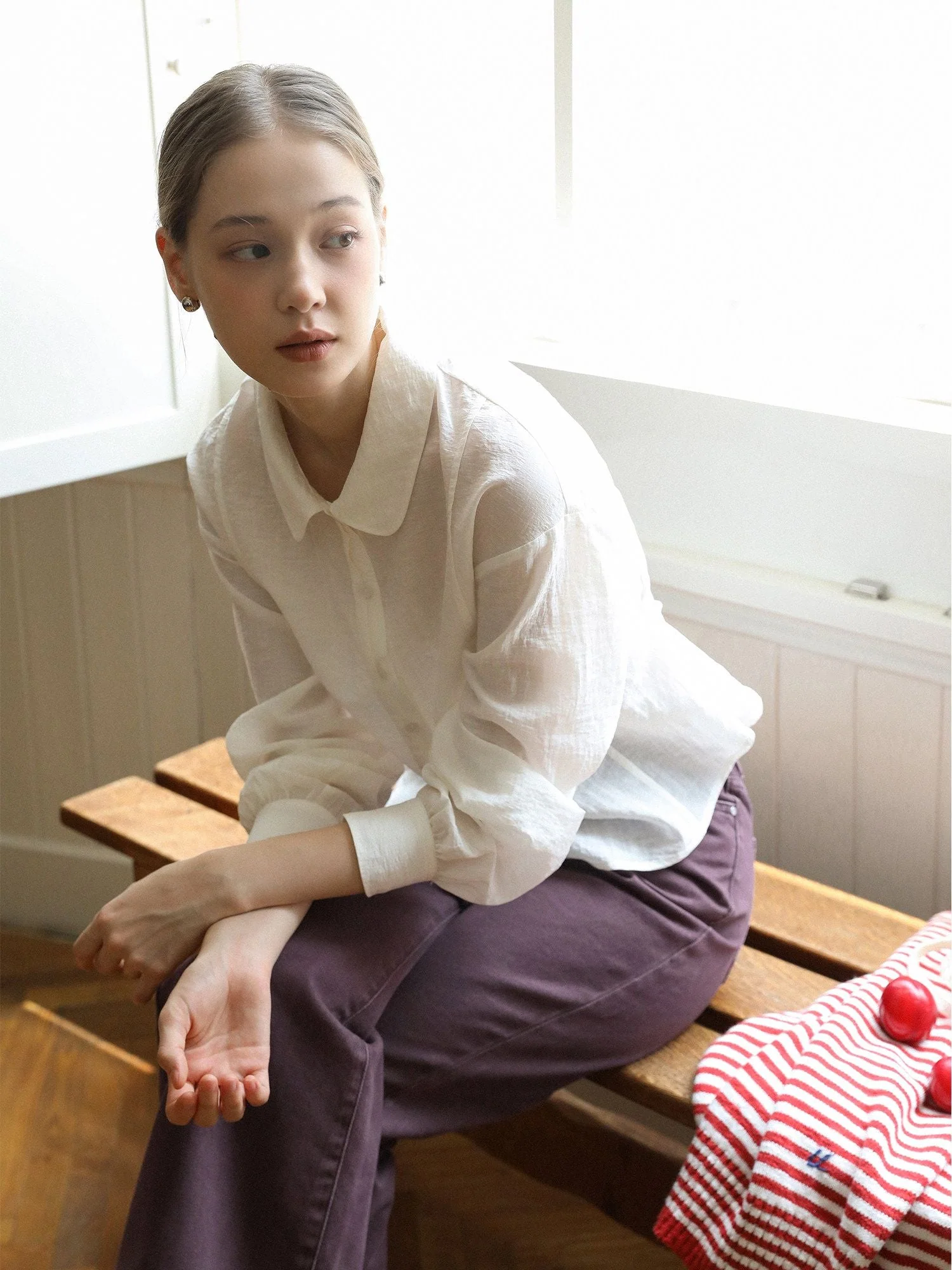Sheer Peter Pan Blouse - Image 2