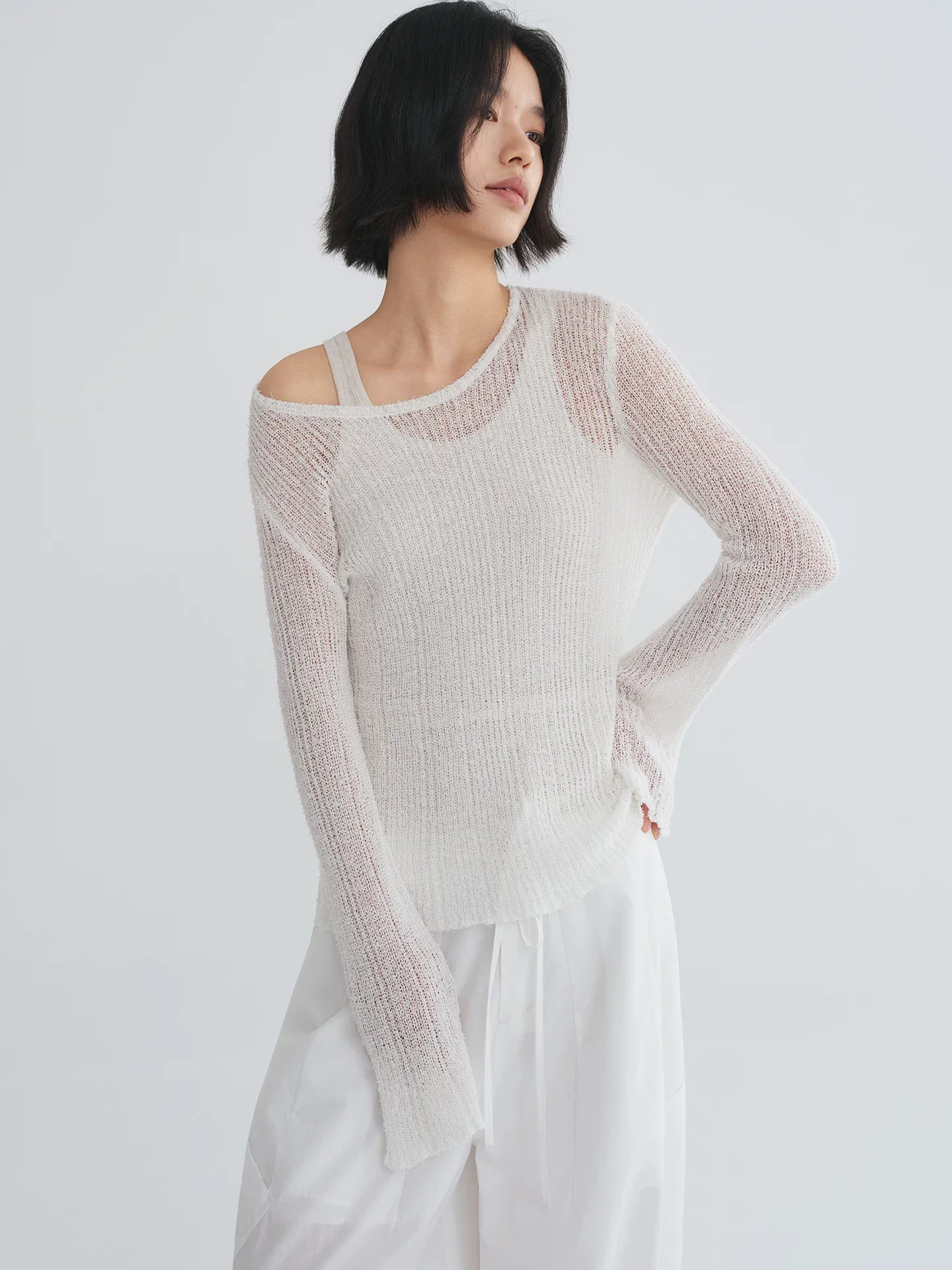 Sheer Rib Knit Top
