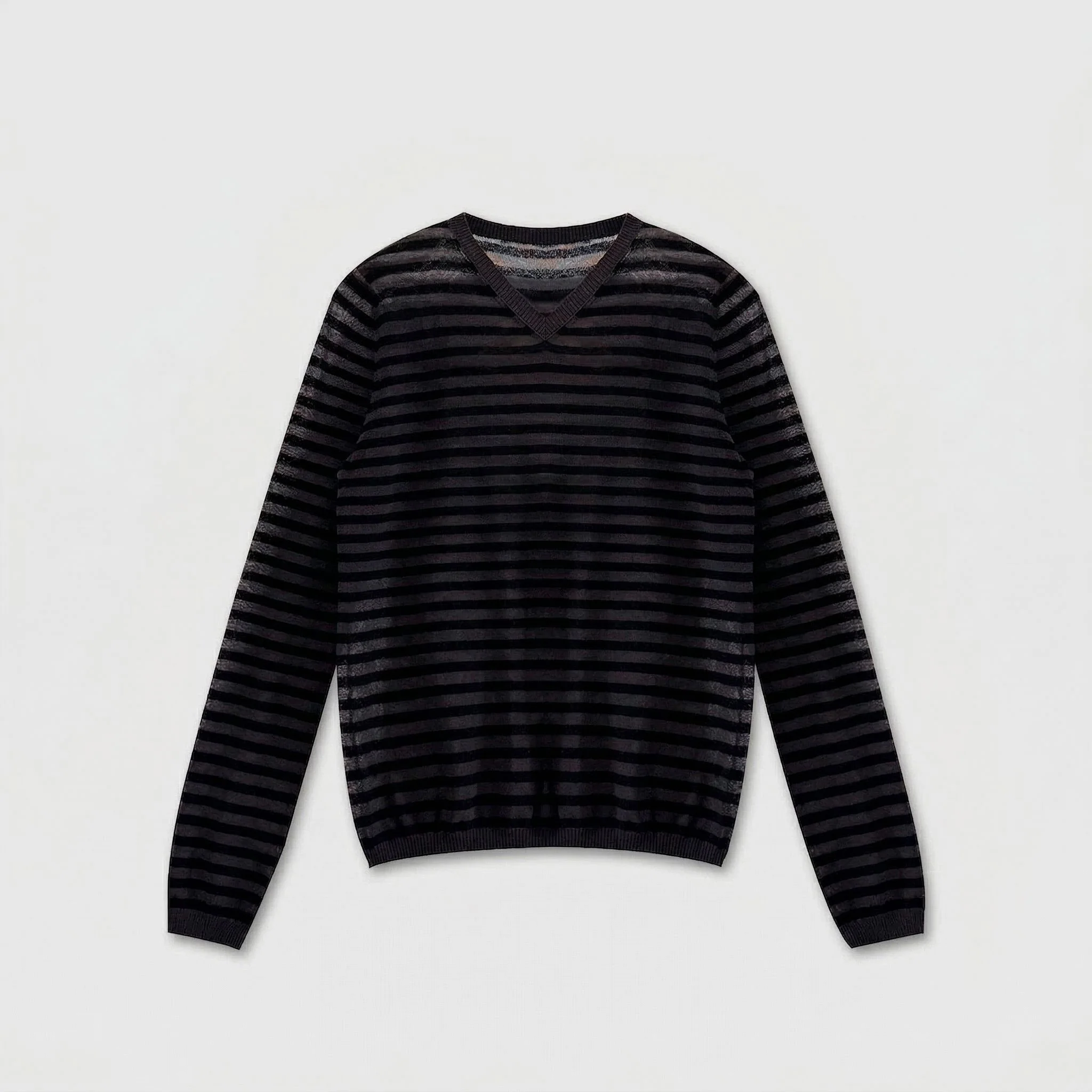 Sheer Stripe V-Neck Top - Image 6