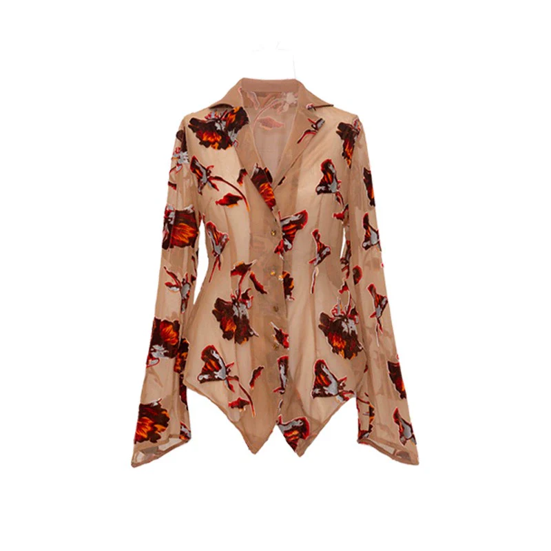 Sheer Swallowtail Floral Blouse - Image 6