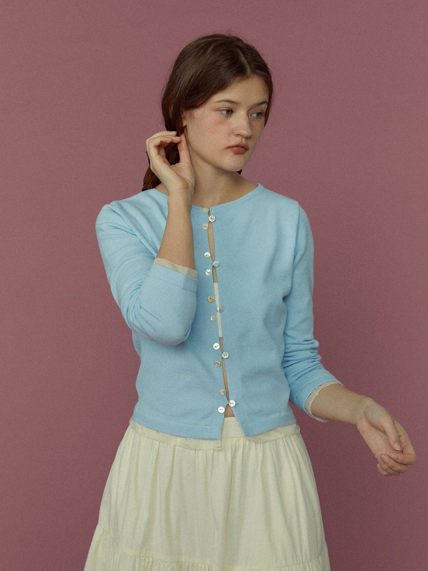 Sheer-Trim Knit Cardigan - Image 4