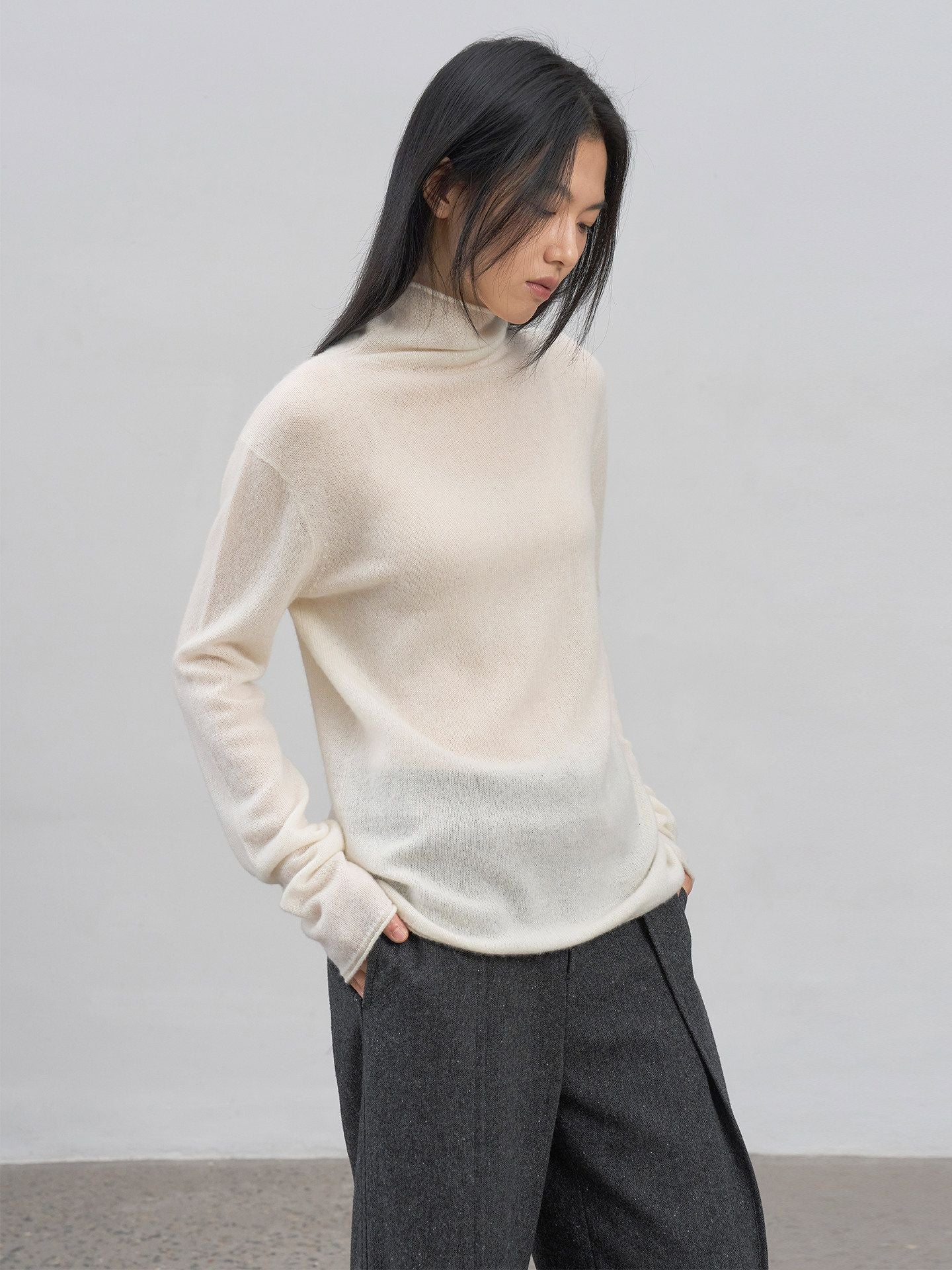 Sheer Turtleneck Sweater - Image 2