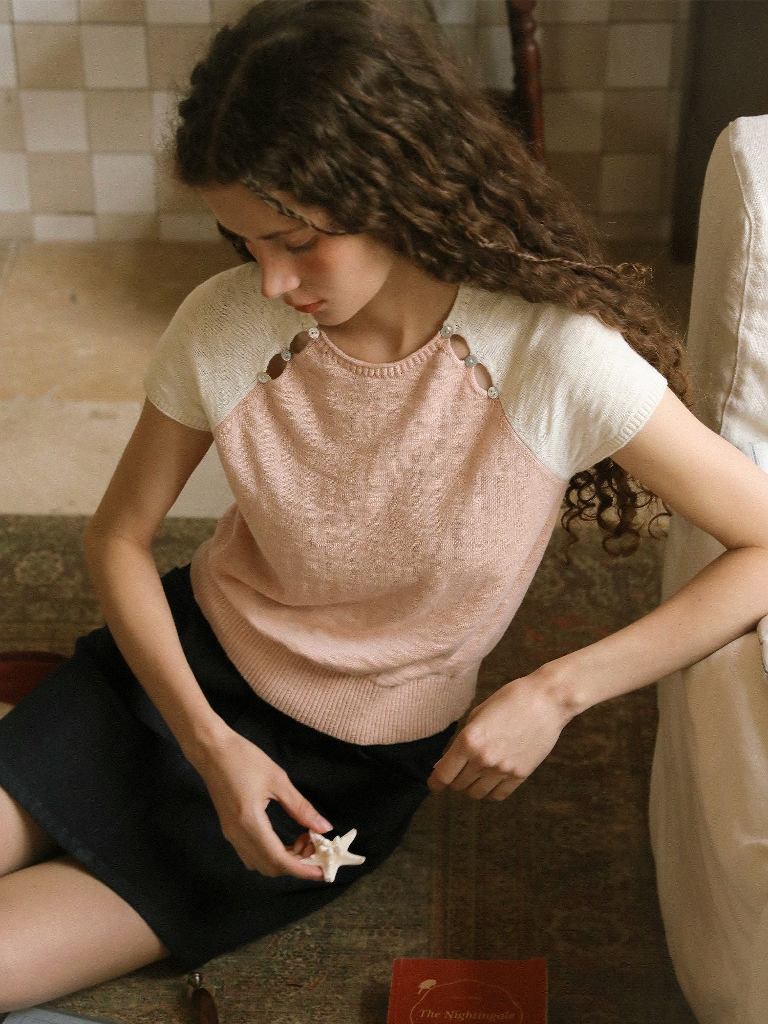 Shell Button Knit Top - Image 2
