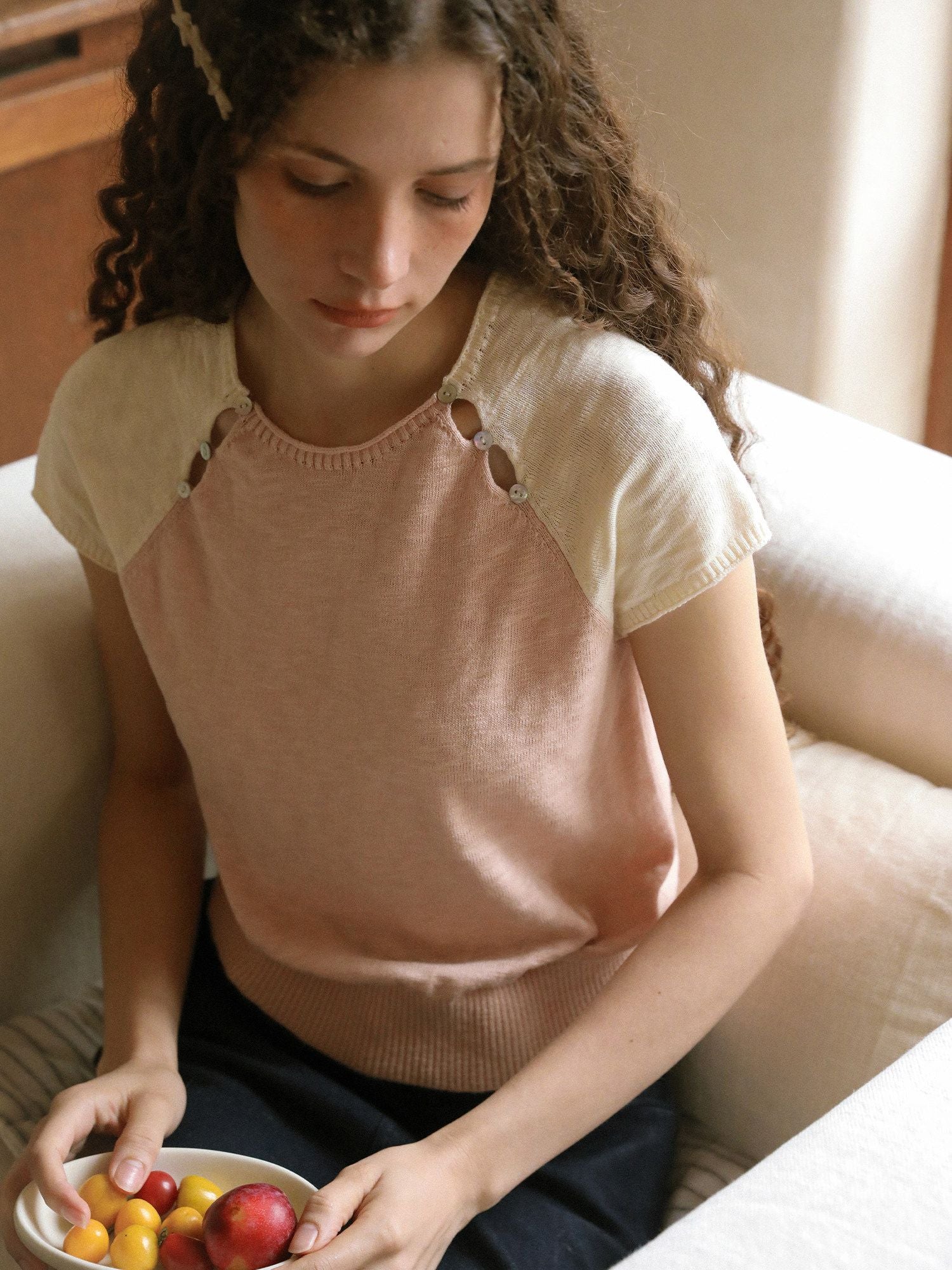 Shell Button Knit Top - Image 5