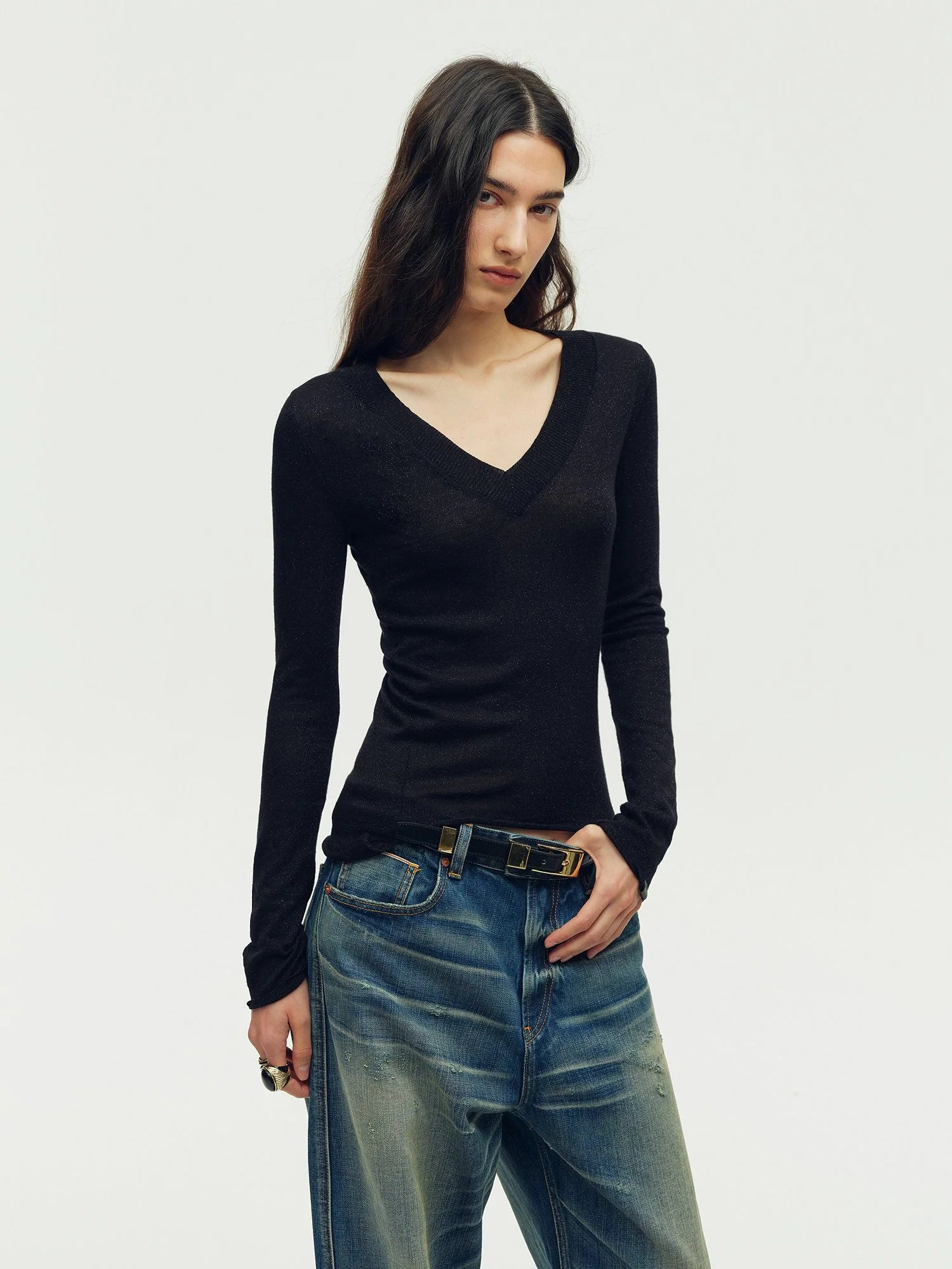 Shimmer V-Neck Knit